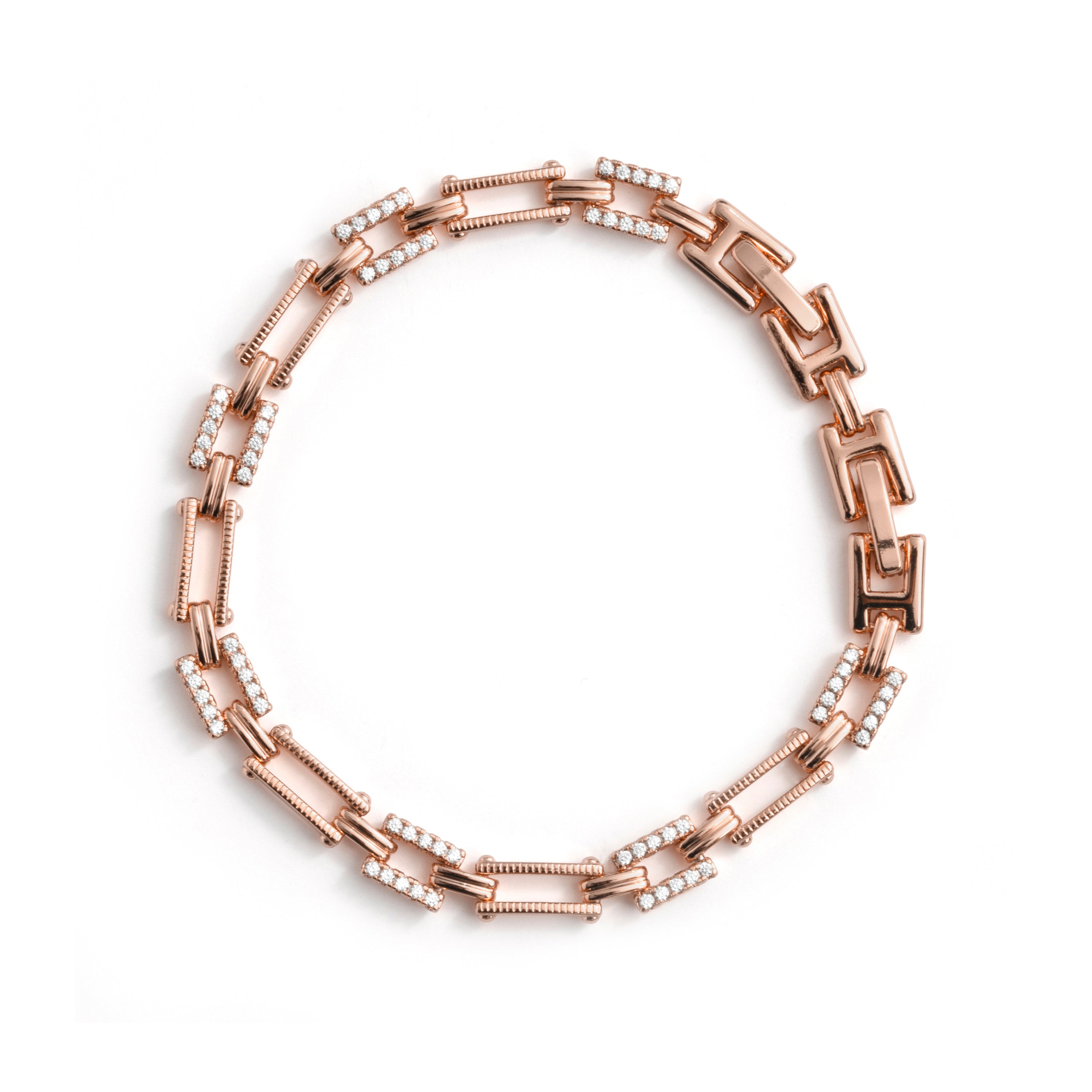 Bright Zircon Bracelet with 18k Rose Gold Finish - Elki