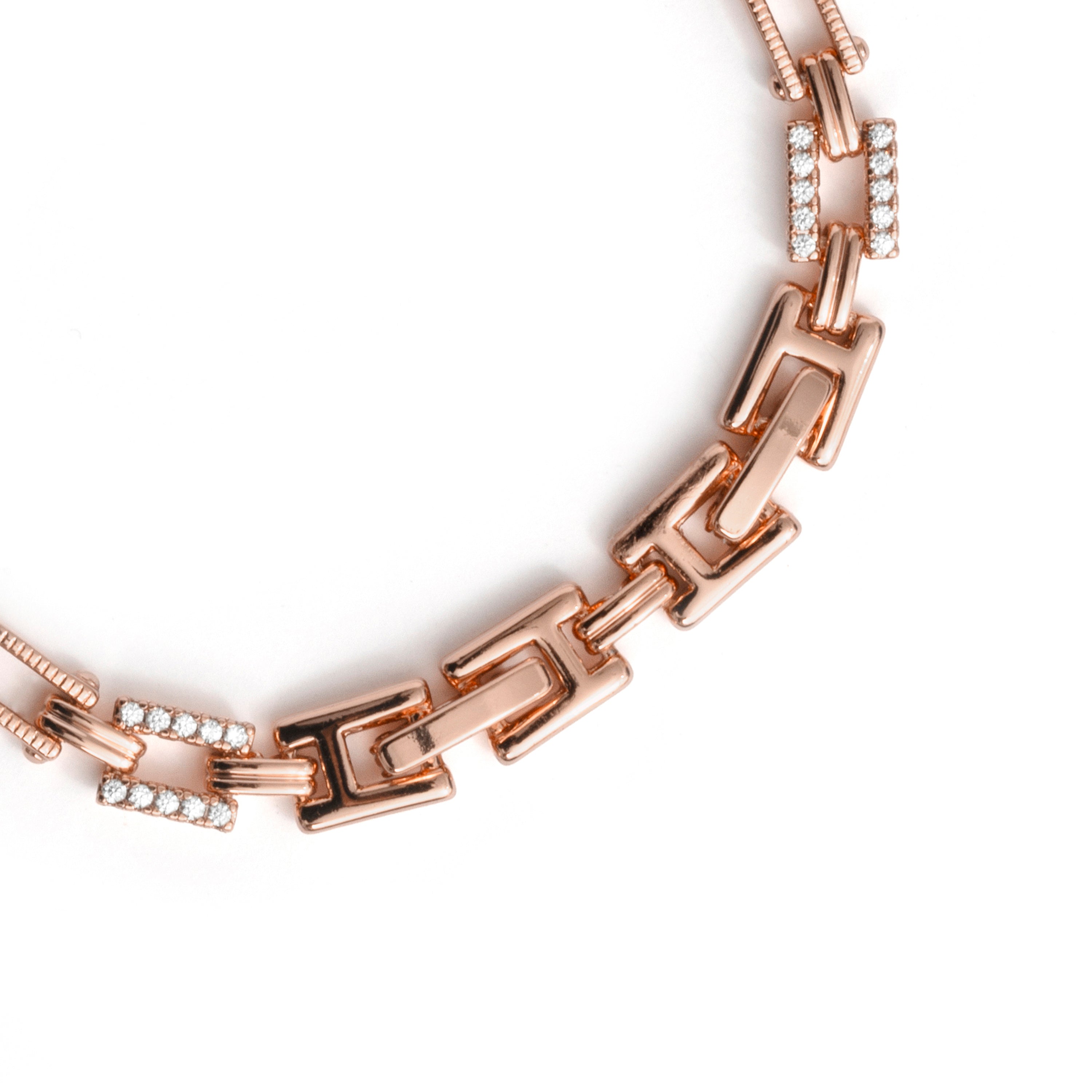 Bright Zircon Bracelet with 18k Rose Gold Finish - Elki
