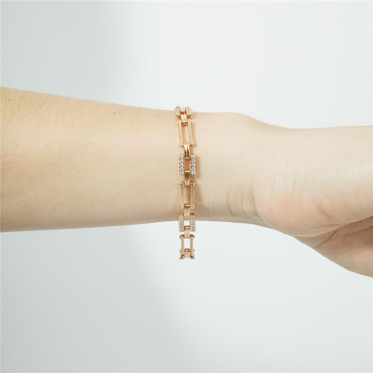 Bright Zircon Bracelet with 18k Rose Gold Finish - Elki