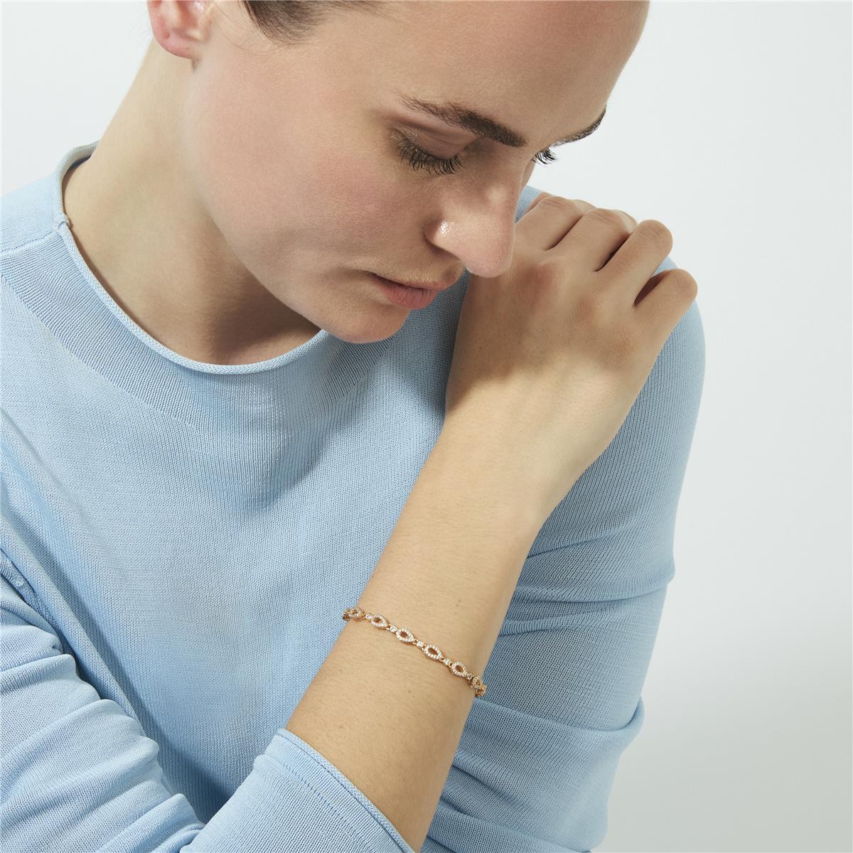 Pulseira de Zircónia Brilhante com acabamento em ouro rosa de 18k - Llao