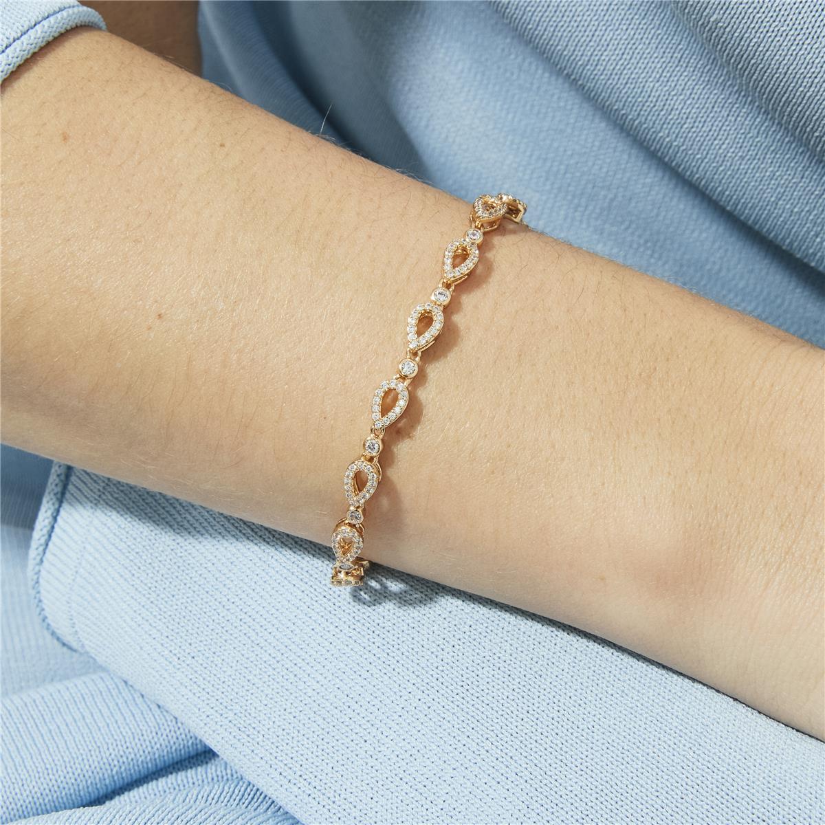 Pulseira de Zircónia Brilhante com acabamento em ouro rosa de 18k - Llao
