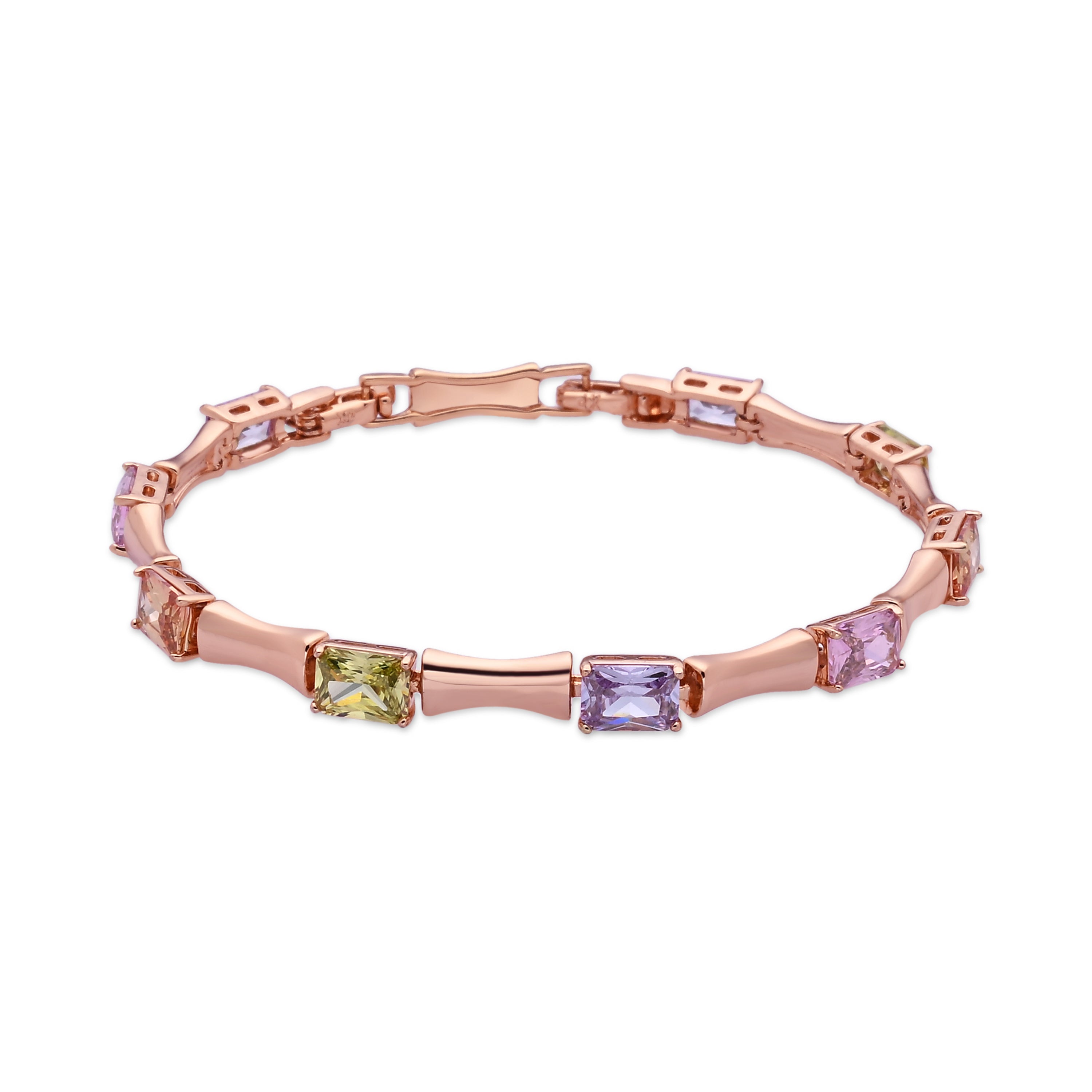 Pulsera de Circonita Multicolor acabado en oro rosa de 18k - Isbil