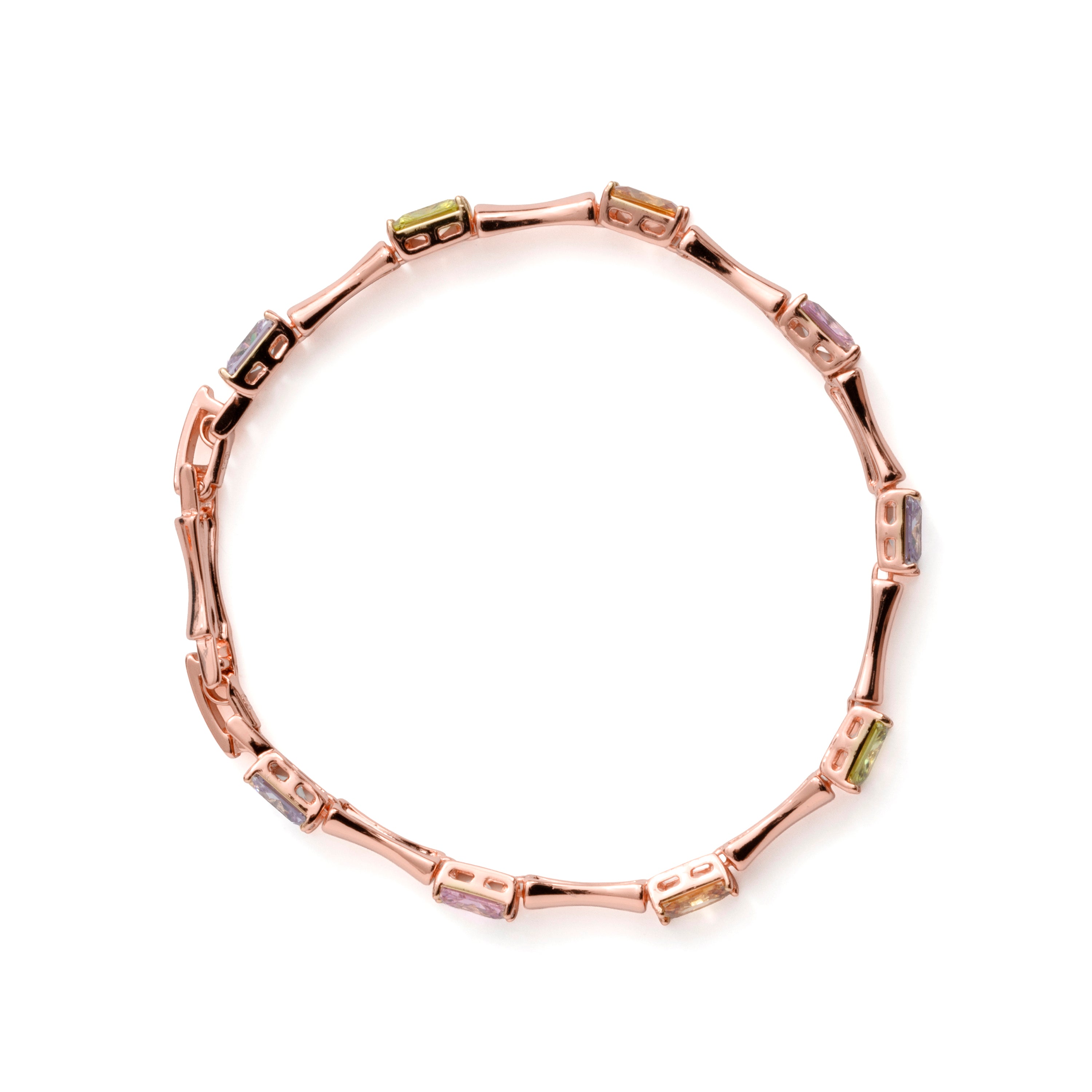 Pulsera de Circonita Multicolor acabado en oro rosa de 18k - Isbil