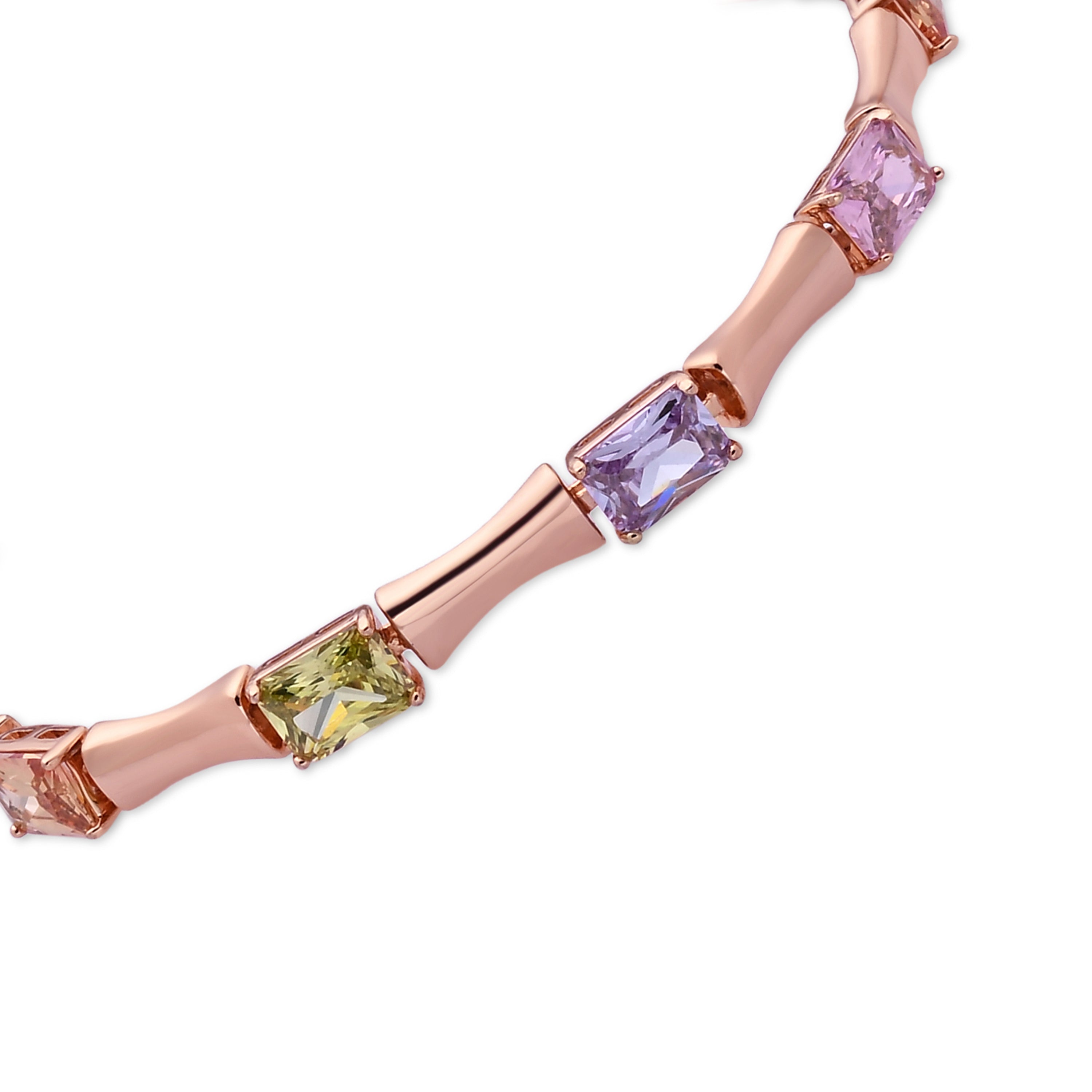 Pulsera de Circonita Multicolor acabado en oro rosa de 18k - Isbil