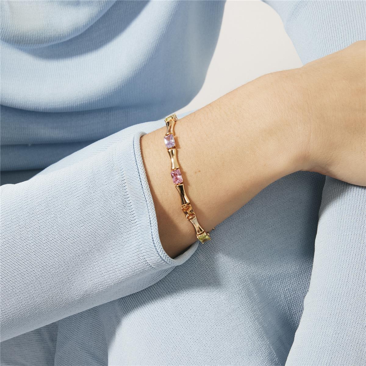 Pulsera de Circonita Multicolor acabado en oro rosa de 18k - Isbil
