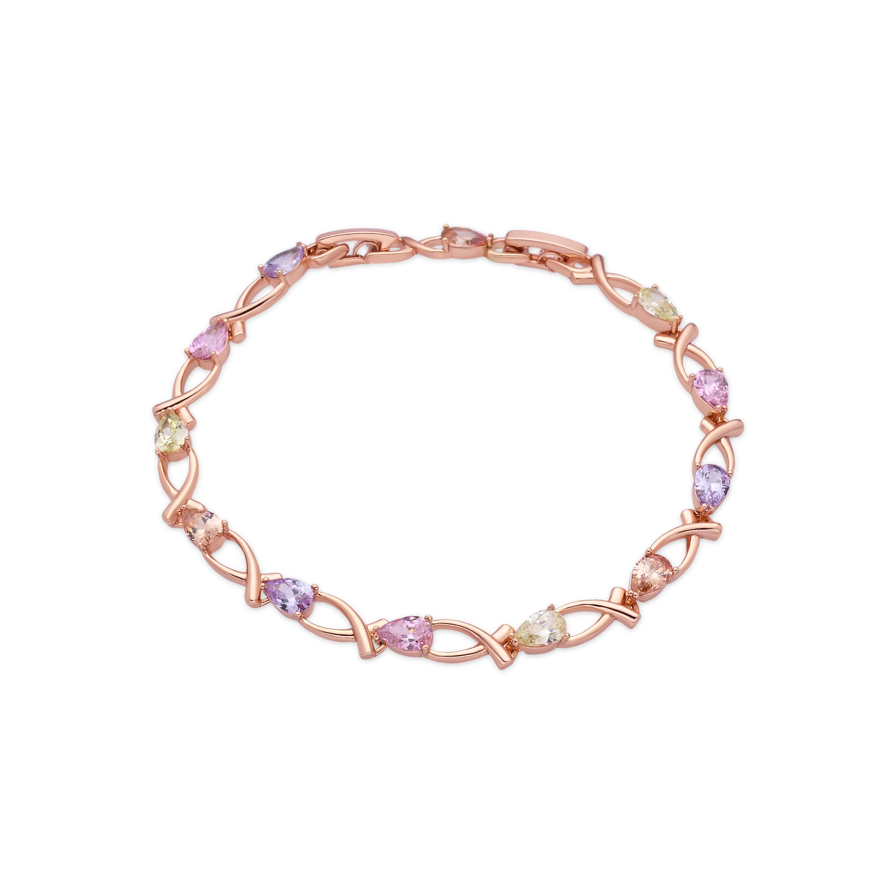 Bracciale con zirconi multicolore finitura in oro rosa 18k - Norgal