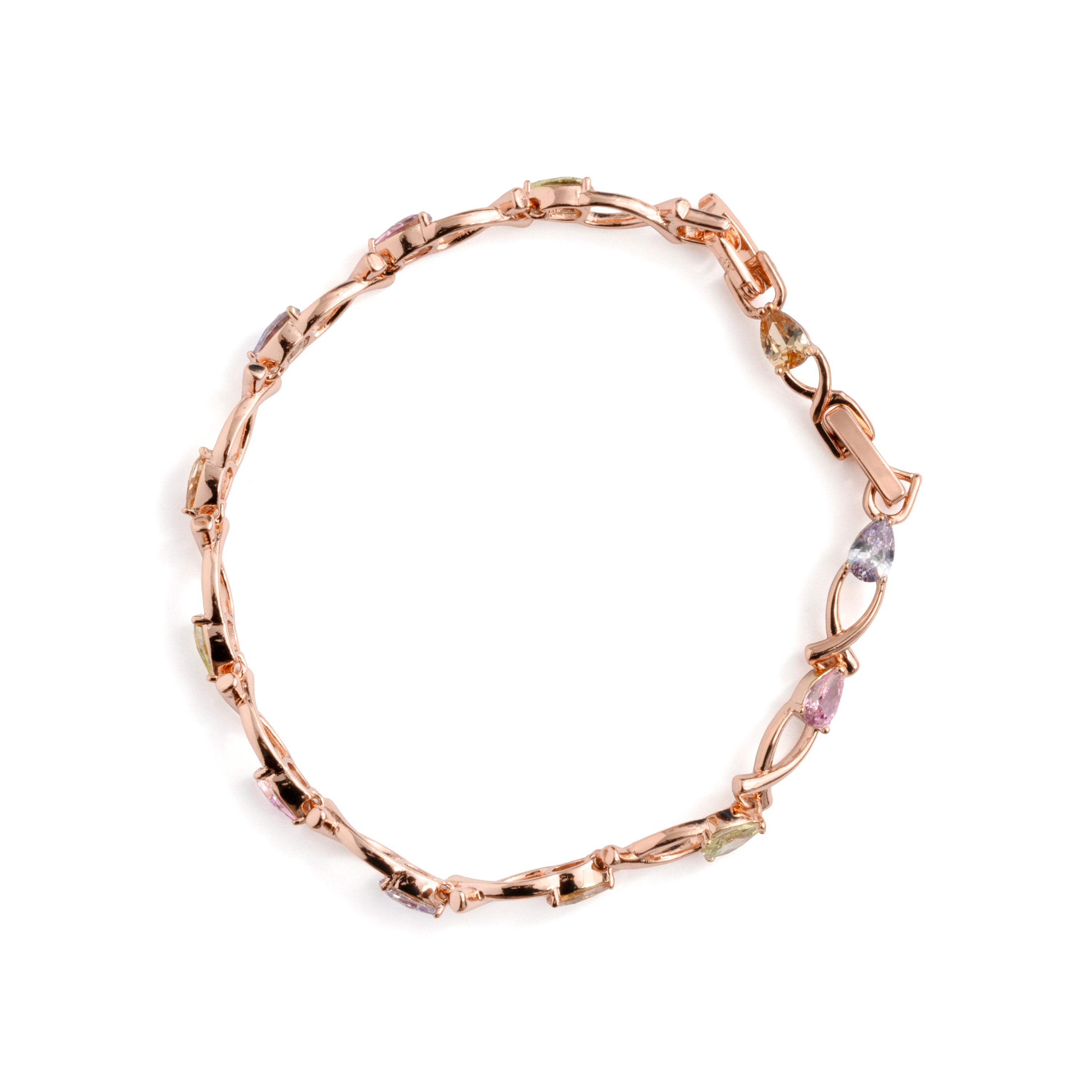 Bracciale con zirconi multicolore finitura in oro rosa 18k - Norgal