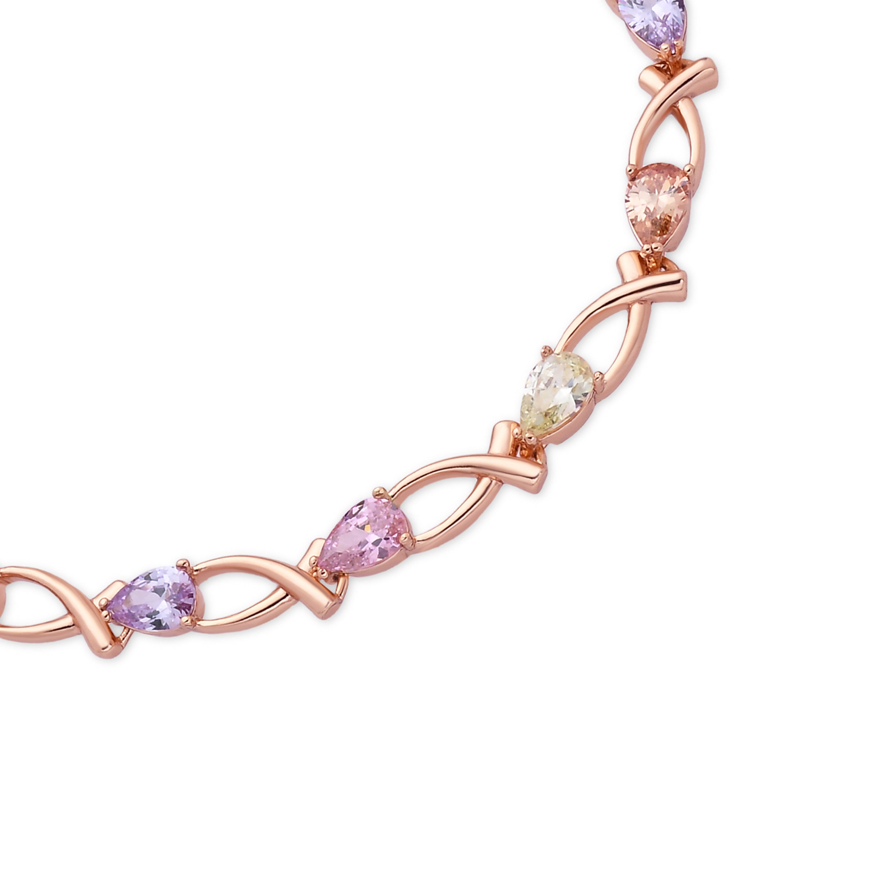 Bracciale con zirconi multicolore finitura in oro rosa 18k - Norgal