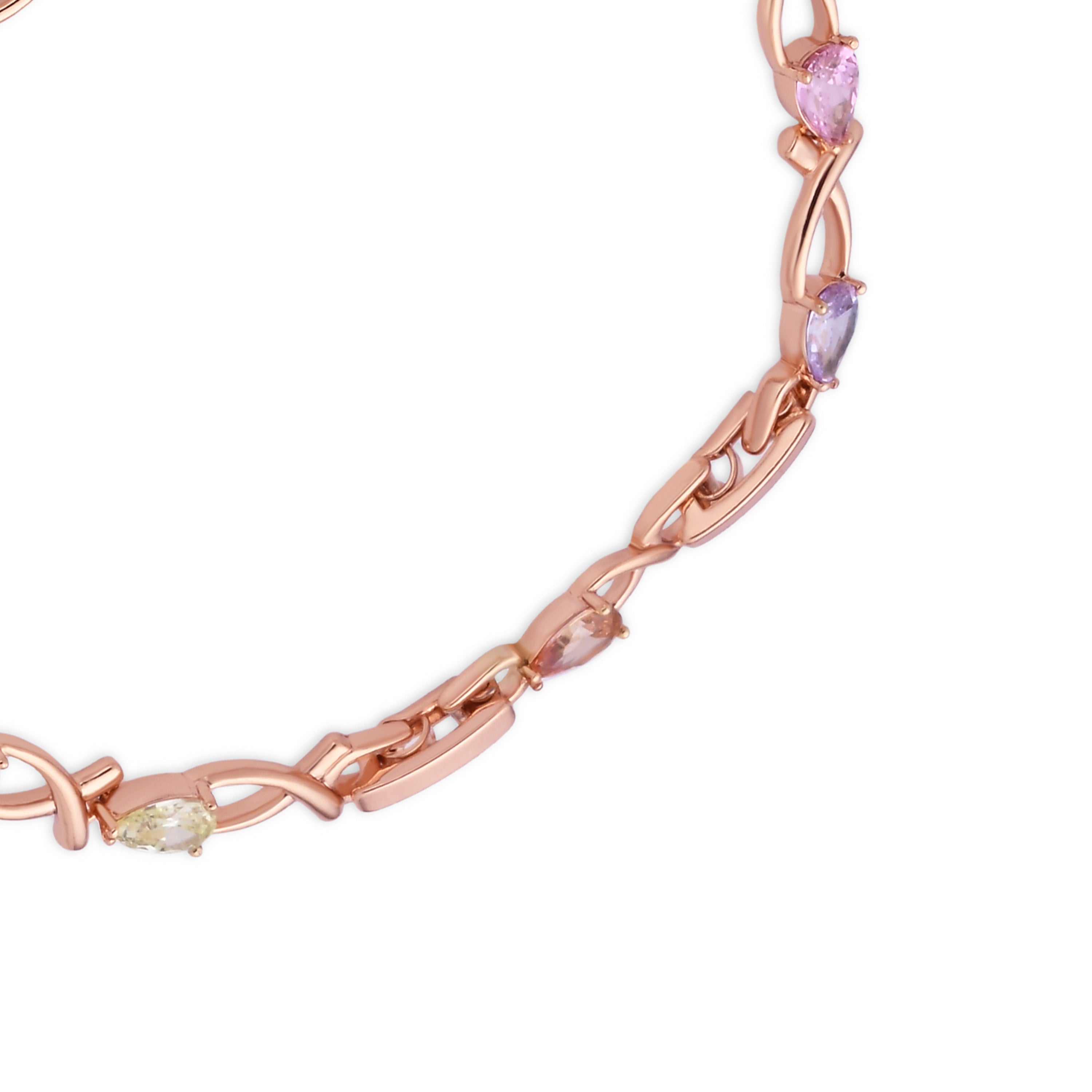 Bracciale con zirconi multicolore finitura in oro rosa 18k - Norgal