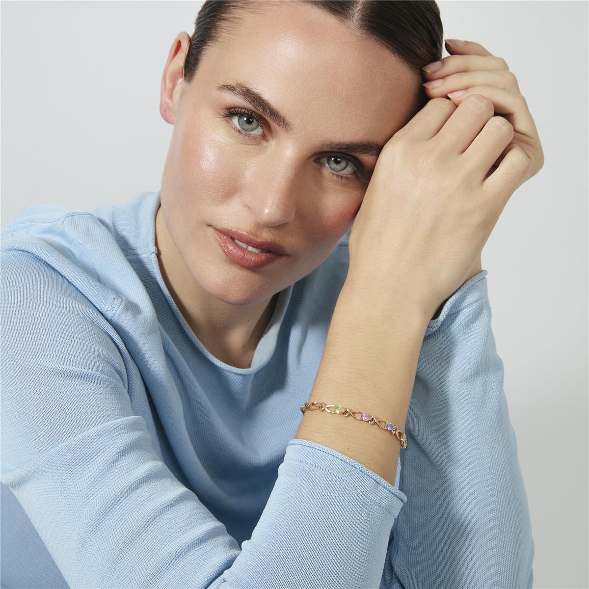 Bracciale con zirconi multicolore finitura in oro rosa 18k - Norgal