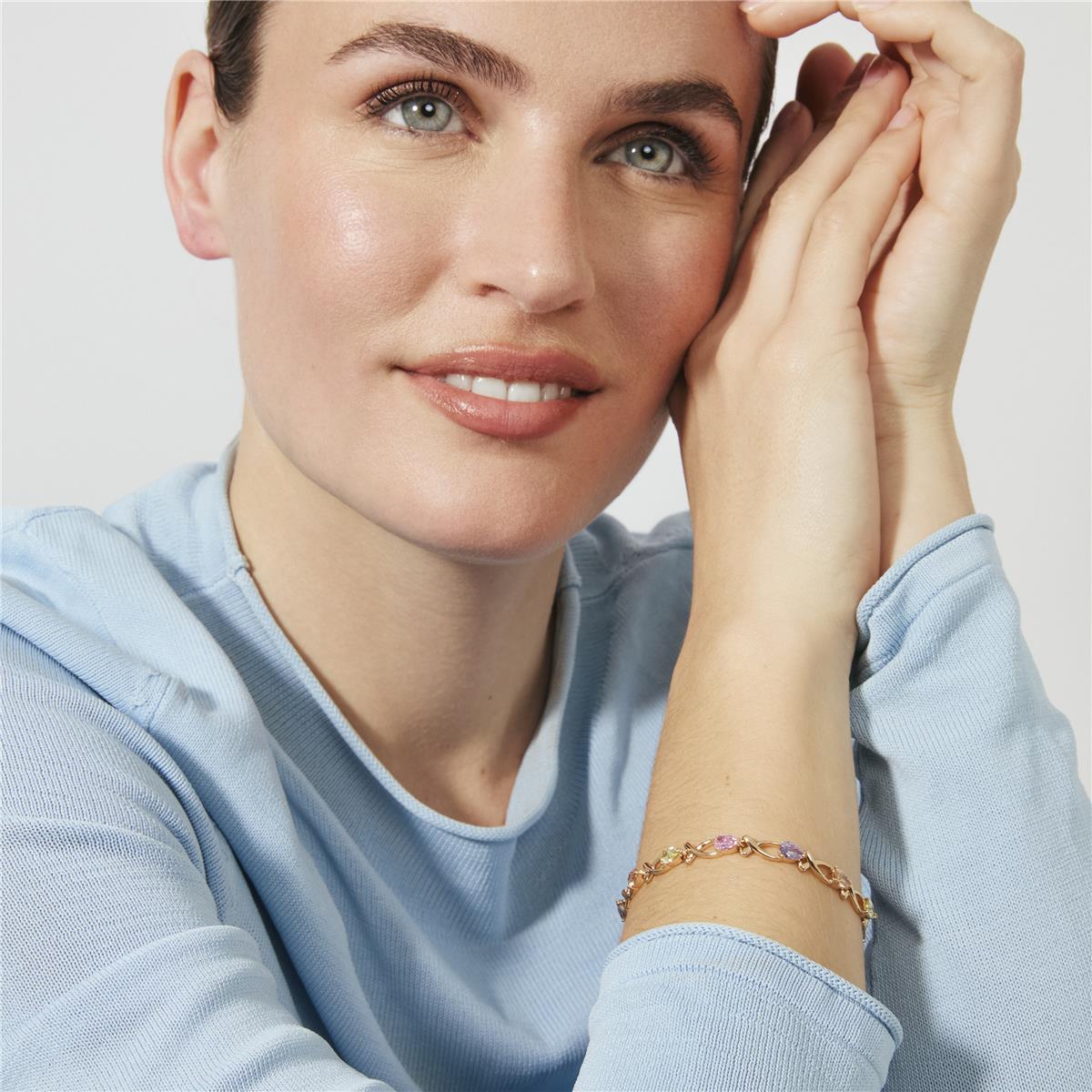 Bracciale con zirconi multicolore finitura in oro rosa 18k - Norgal
