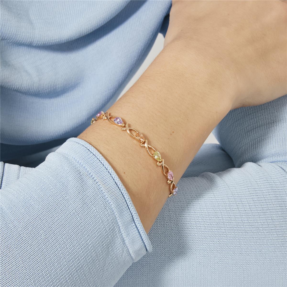 Bracciale con zirconi multicolore finitura in oro rosa 18k - Norgal