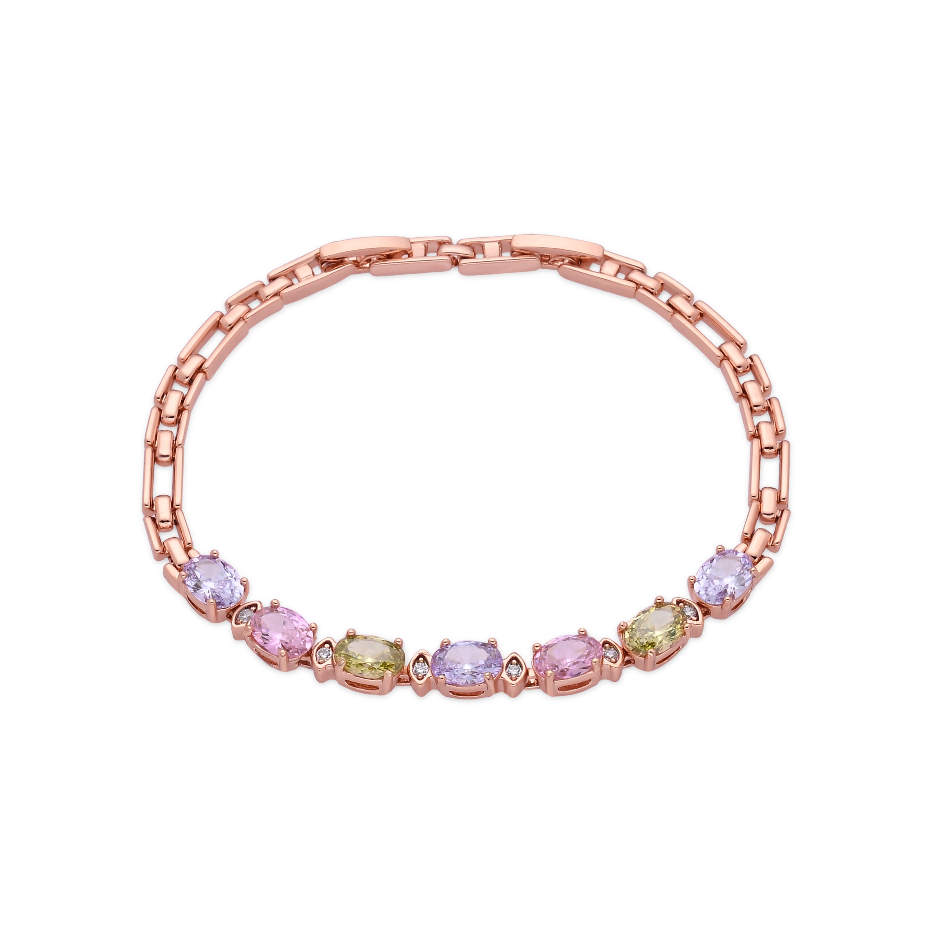 Pulsera de Circonita Multicolor acabado en oro rosa de 18k - Aimus