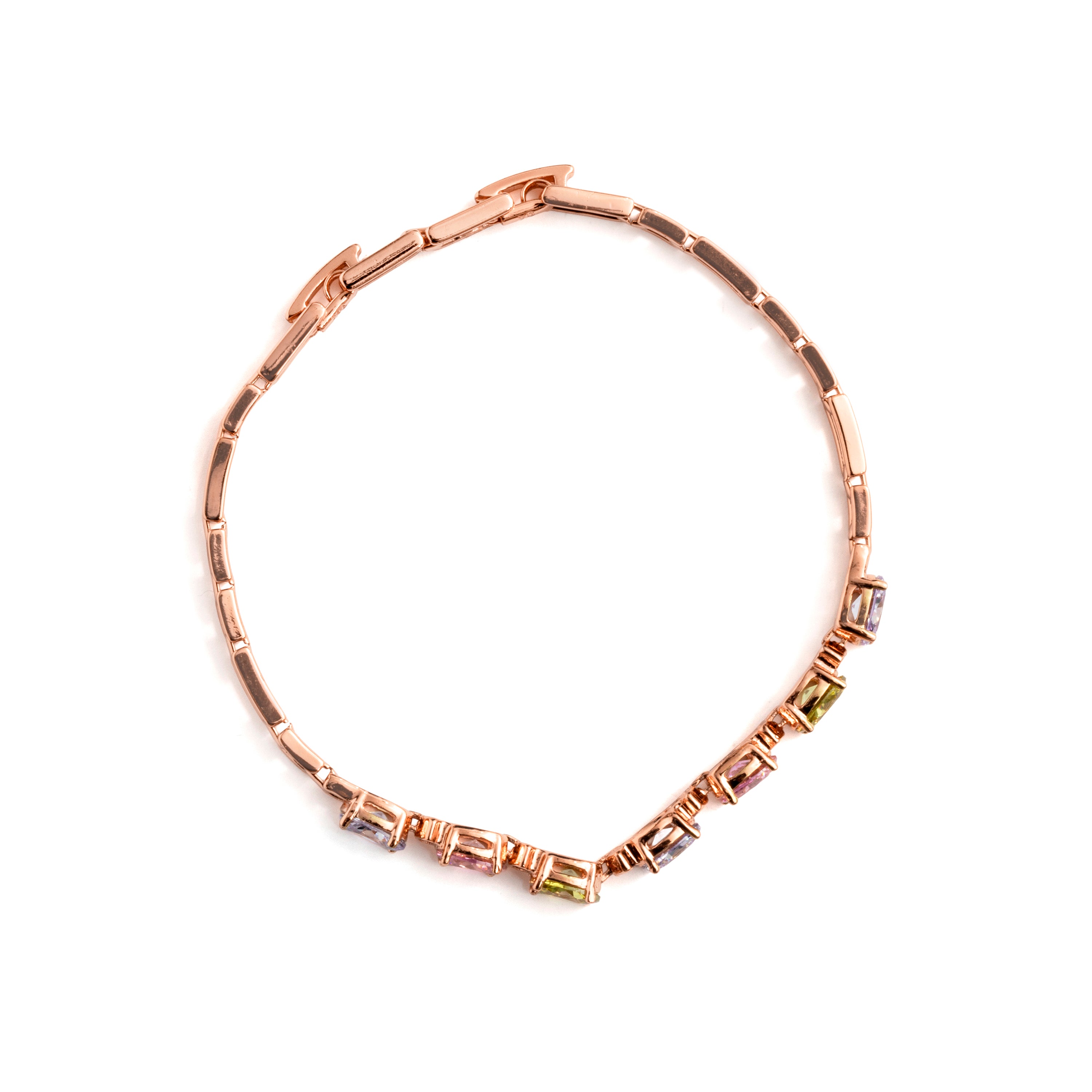 Pulsera de Circonita Multicolor acabado en oro rosa de 18k - Aimus