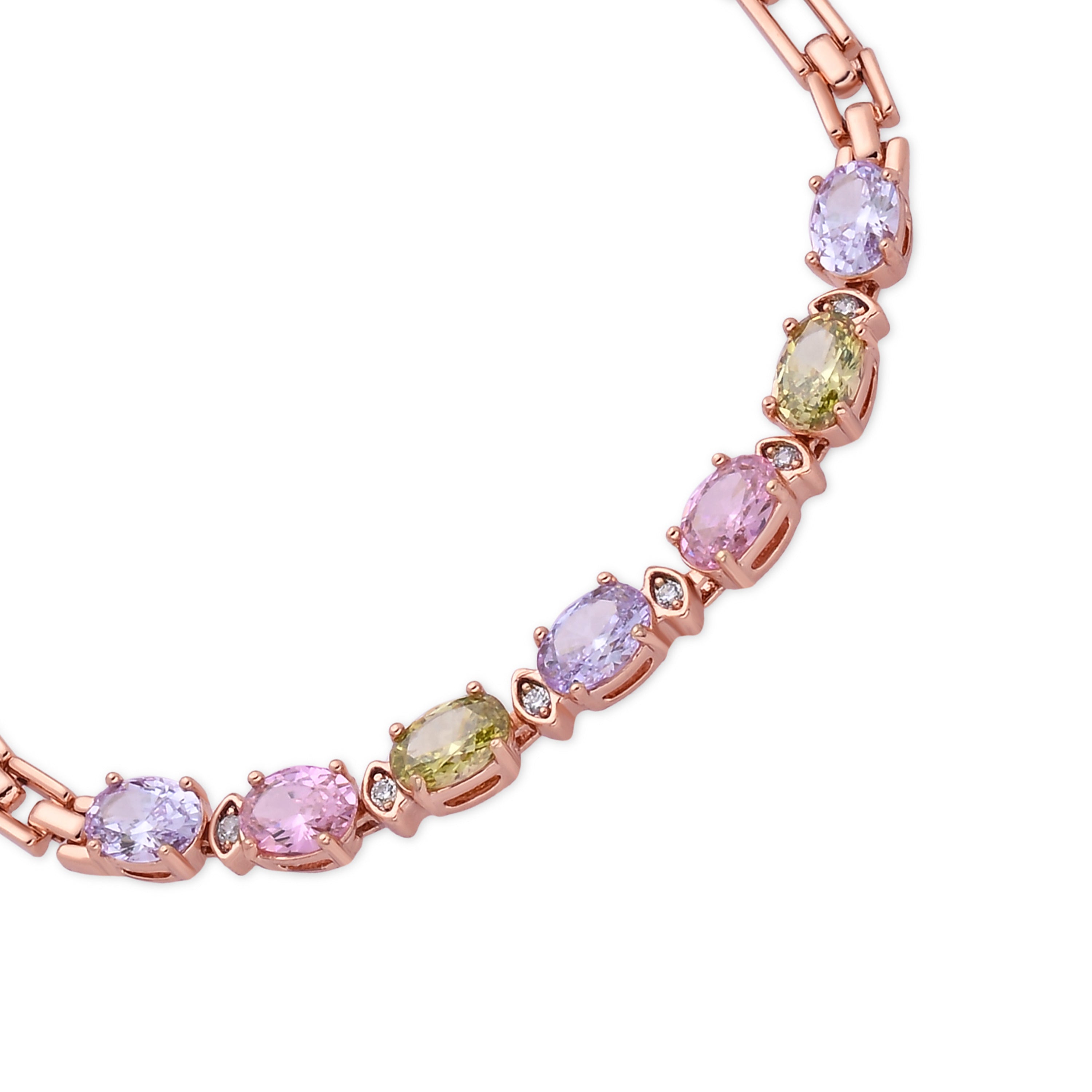 Pulsera de Circonita Multicolor acabado en oro rosa de 18k - Aimus