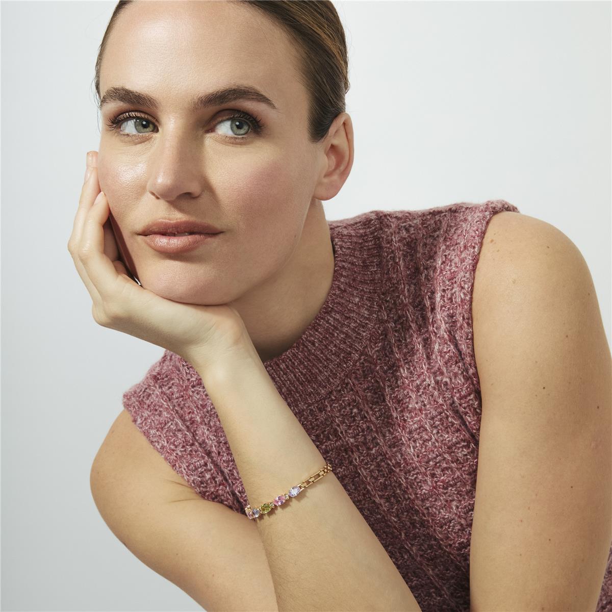 Pulsera de Circonita Multicolor acabado en oro rosa de 18k - Aimus