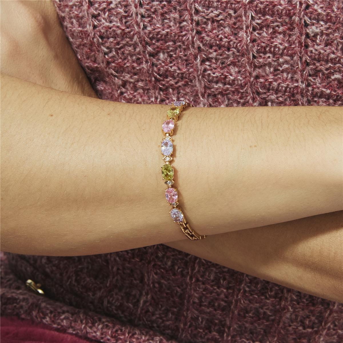 Pulsera de Circonita Multicolor acabado en oro rosa de 18k - Aimus