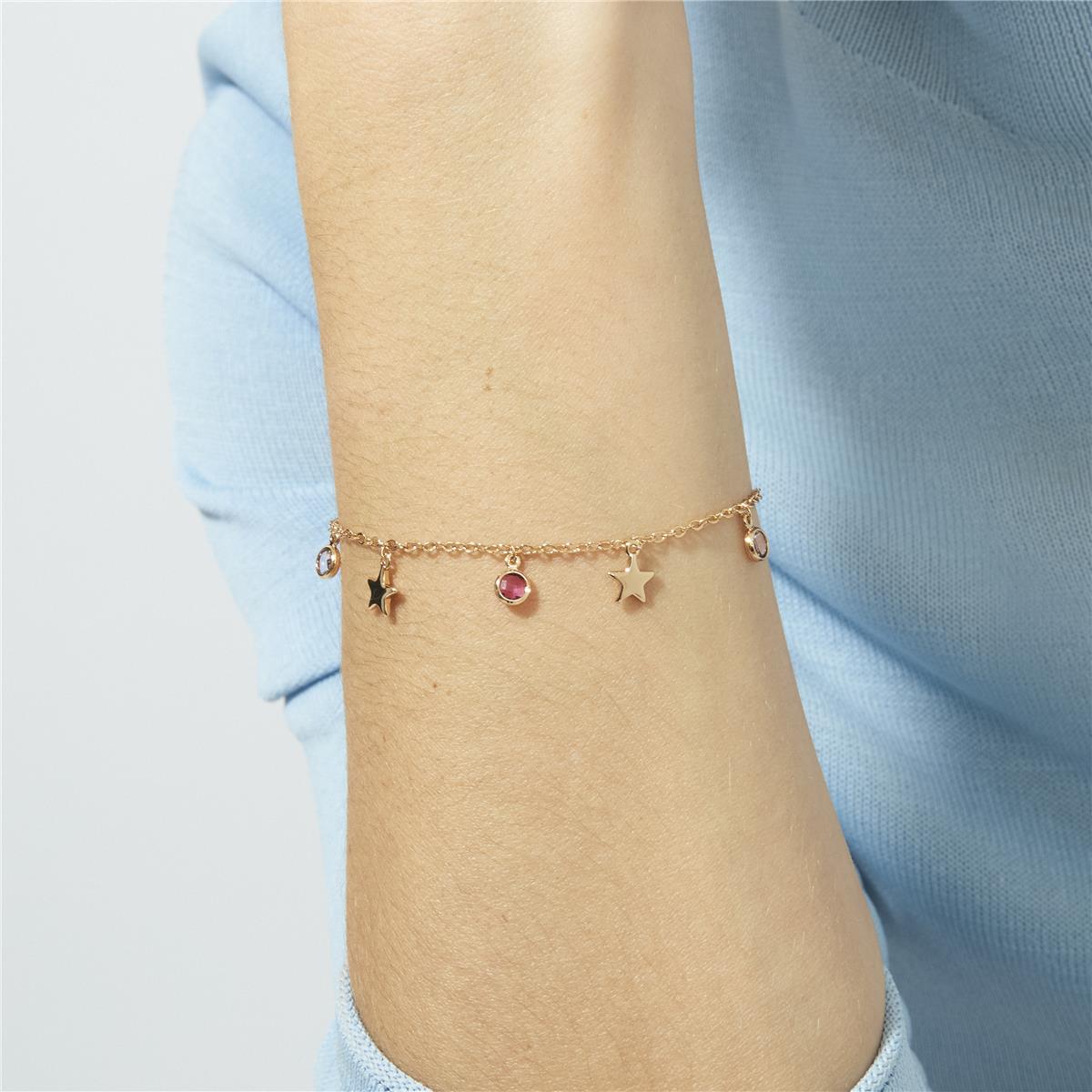 18k Rose Gold Finish Multicolor Cubic Zirconia Bracelet - Varwi