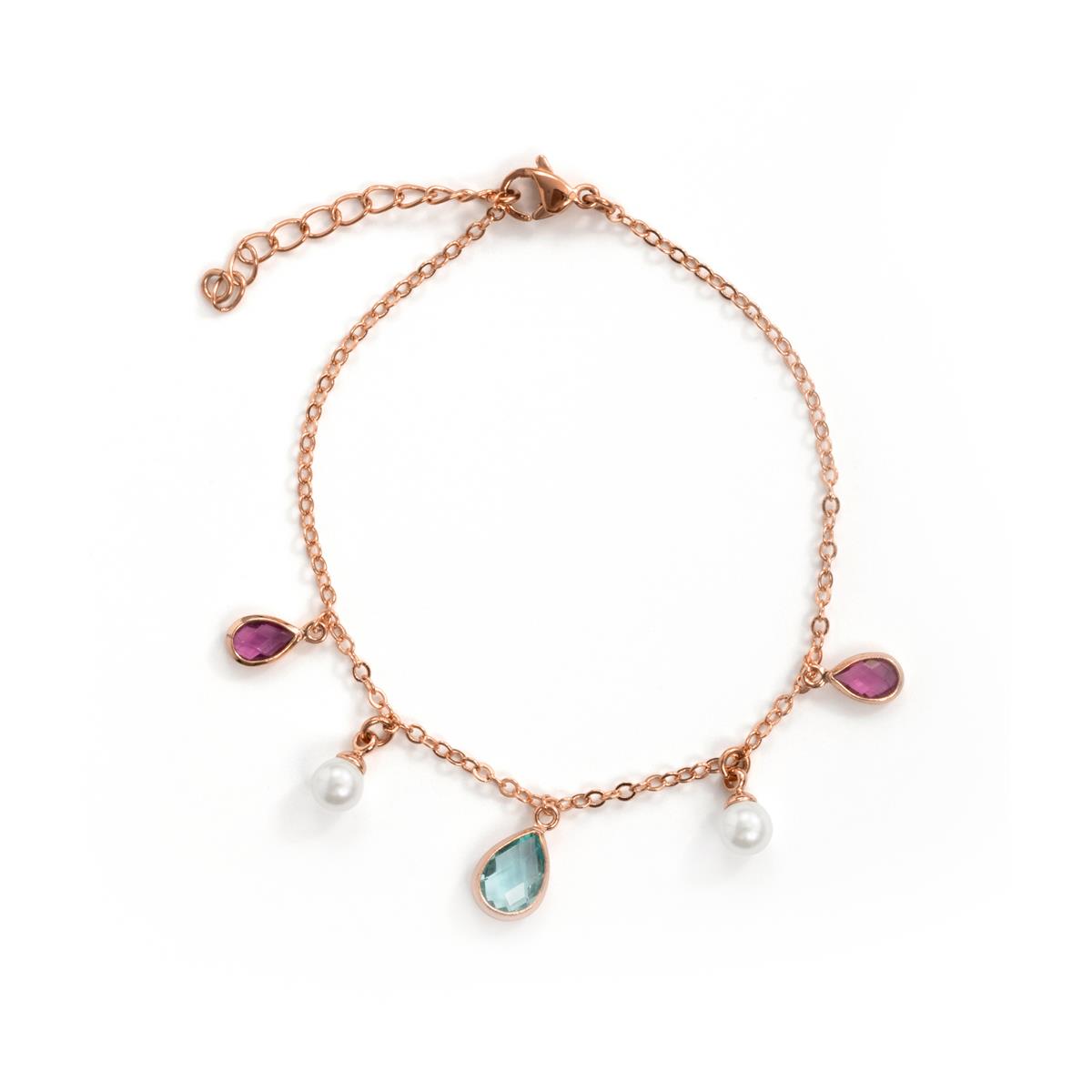 Pulsera de Aleación de Metal y Perla Blanca acabado en oro rosa de 18k - Cainhtsi