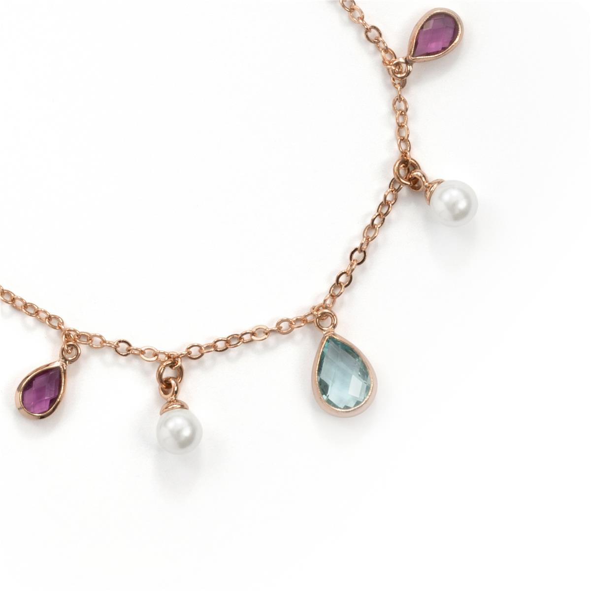 Pulsera de Aleación de Metal y Perla Blanca acabado en oro rosa de 18k - Cainhtsi