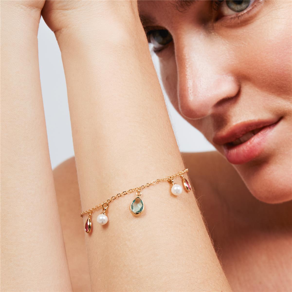 Pulsera de Aleación de Metal y Perla Blanca acabado en oro rosa de 18k - Cainhtsi