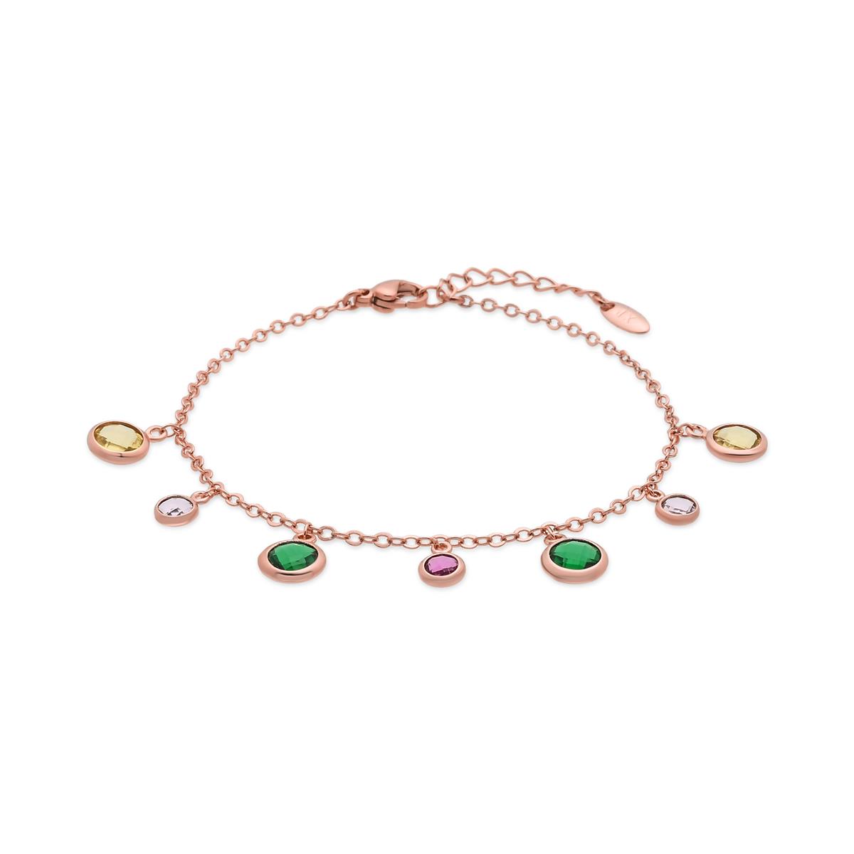 Pulsera de Aleación de Metal y Circonita Multicolor acabado en oro rosa de 18k - Huis