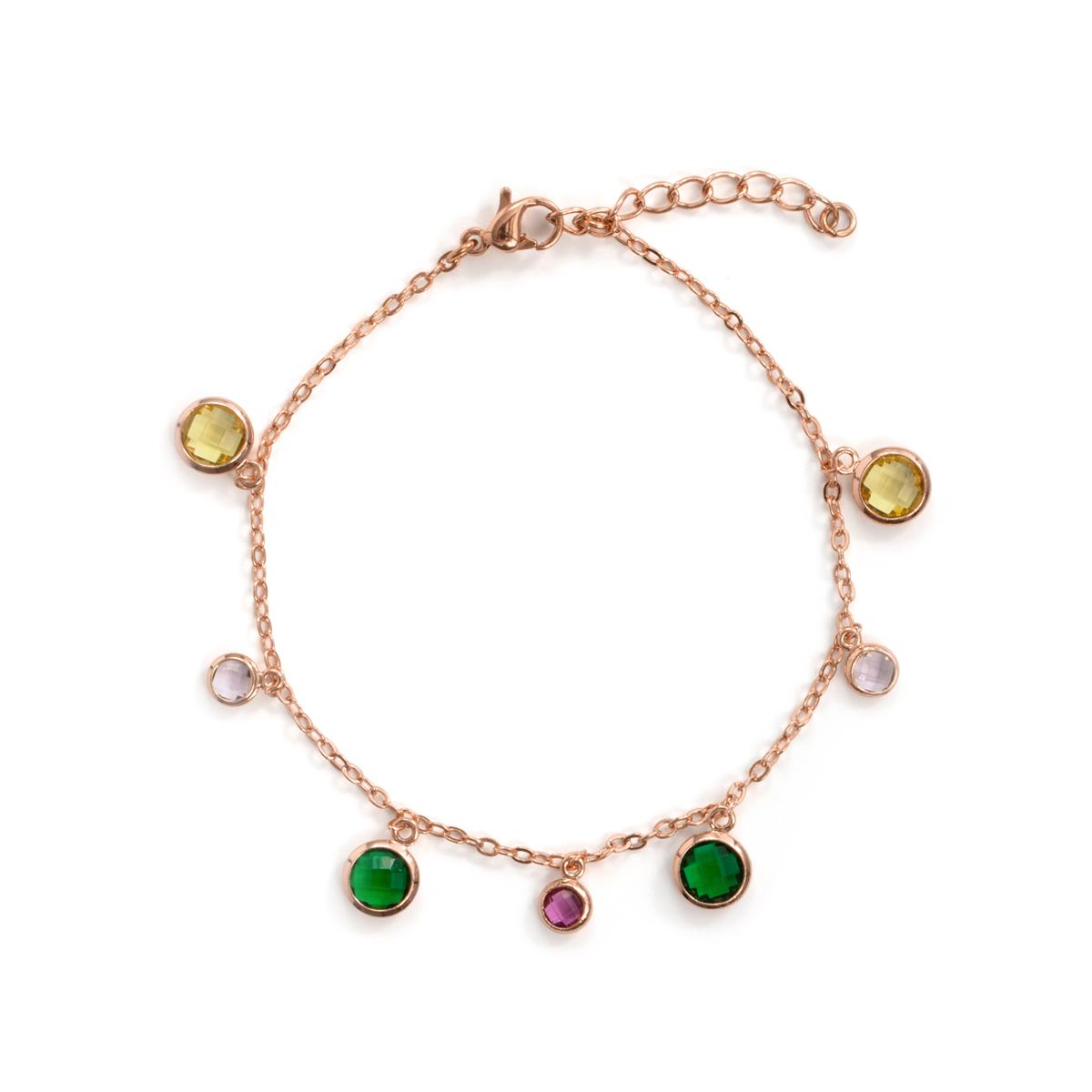 Pulsera de Aleación de Metal y Circonita Multicolor acabado en oro rosa de 18k - Huis