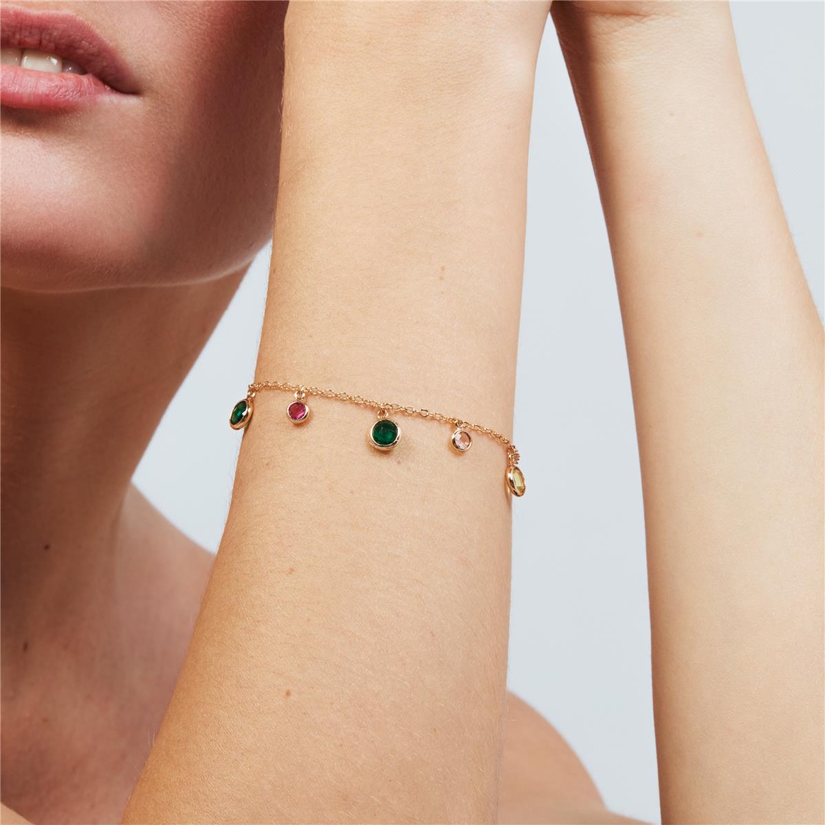 Pulsera de Aleación de Metal y Circonita Multicolor acabado en oro rosa de 18k - Huis