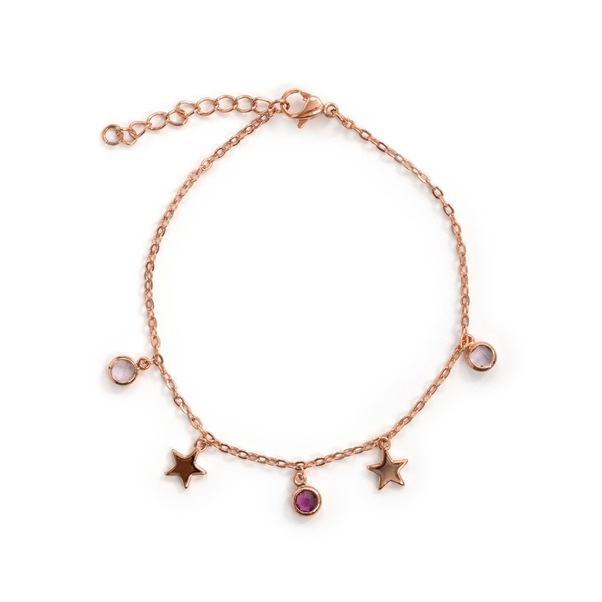 Pulsera de Aleación de Metal y Circonita Multicolor acabado en oro rosa de 18k - Sadria