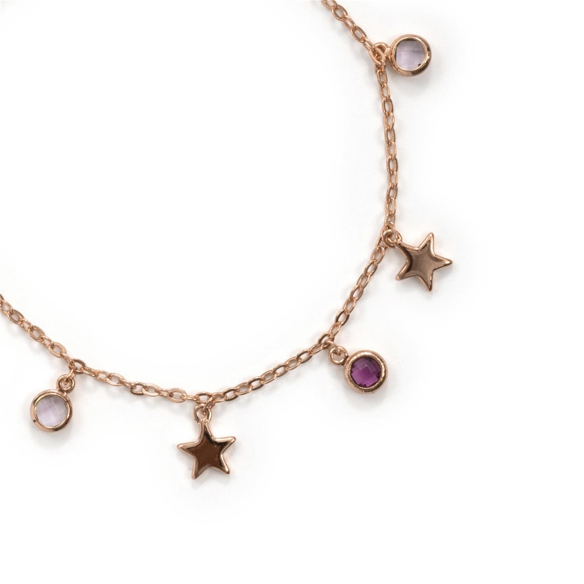 Pulsera de Aleación de Metal y Circonita Multicolor acabado en oro rosa de 18k - Sadria