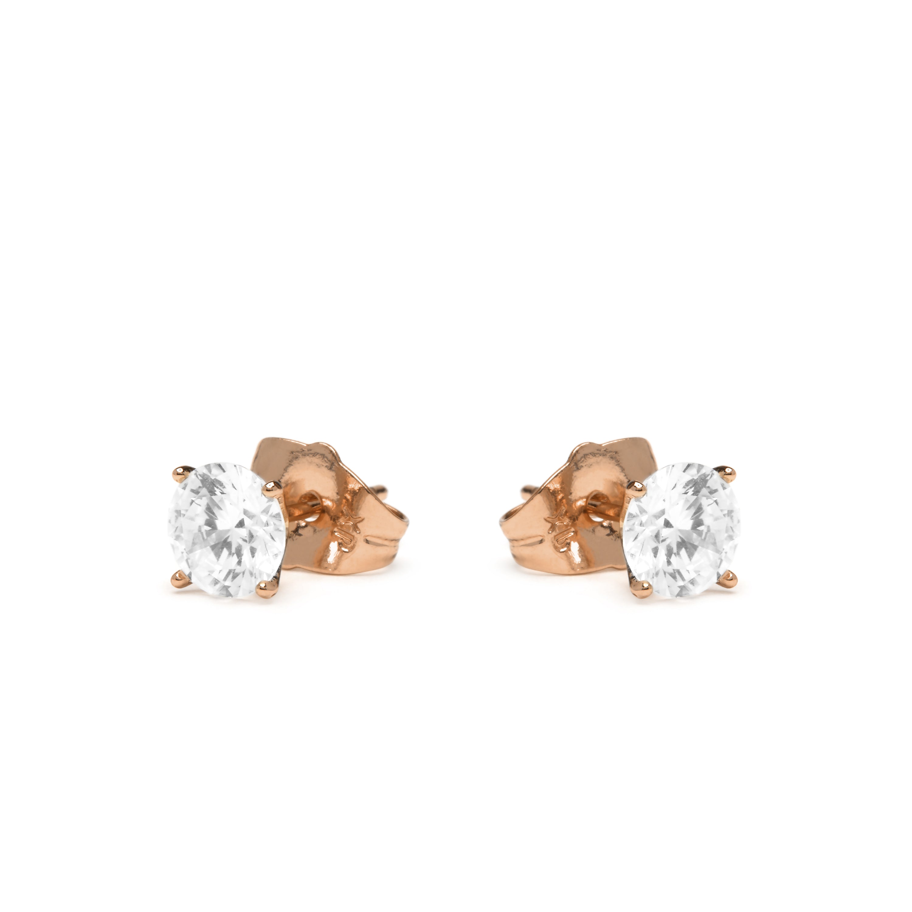 Brincos com Zircónia Brilhante acabamento em ouro rosa 18k - Verak