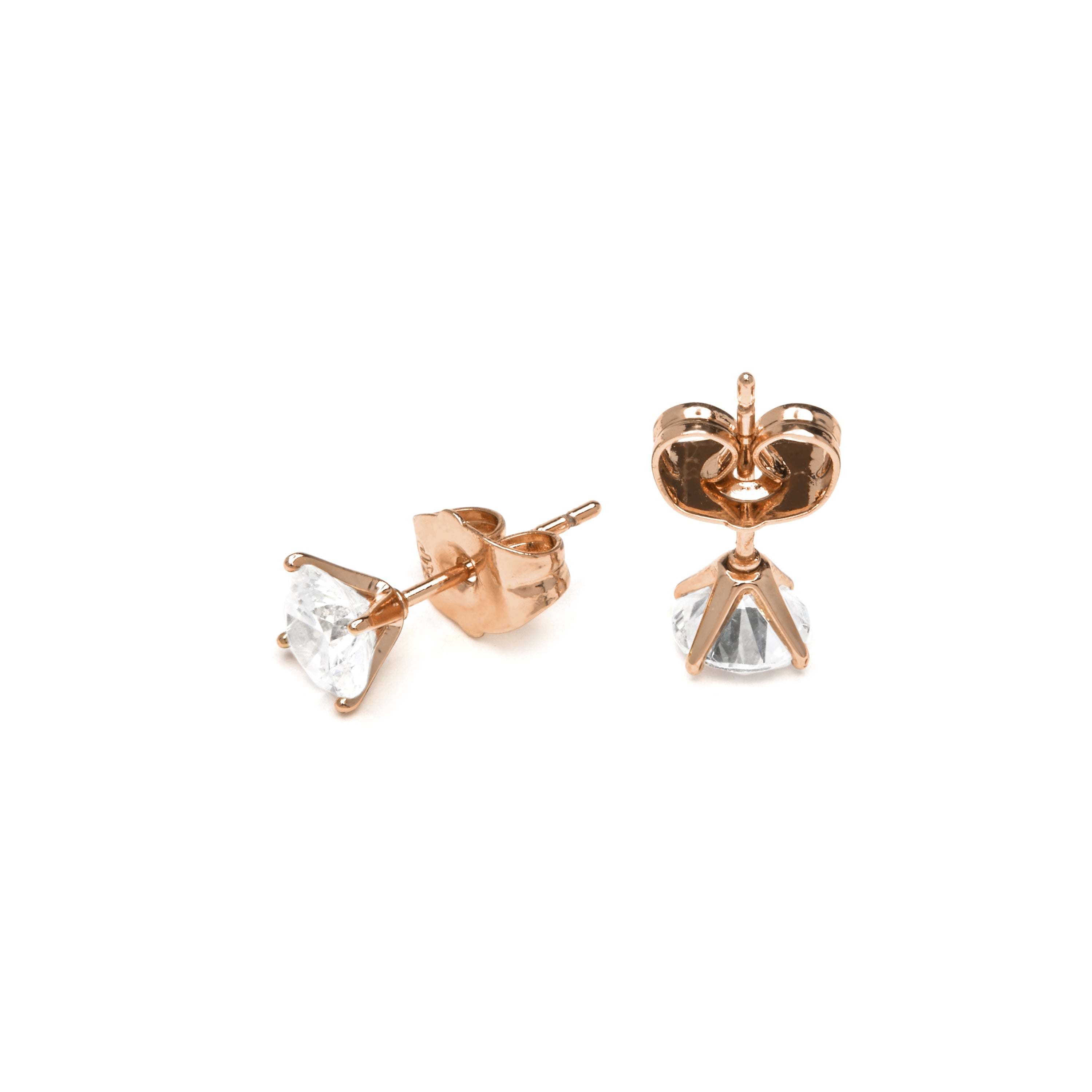 Brincos com Zircónia Brilhante acabamento em ouro rosa 18k - Verak
