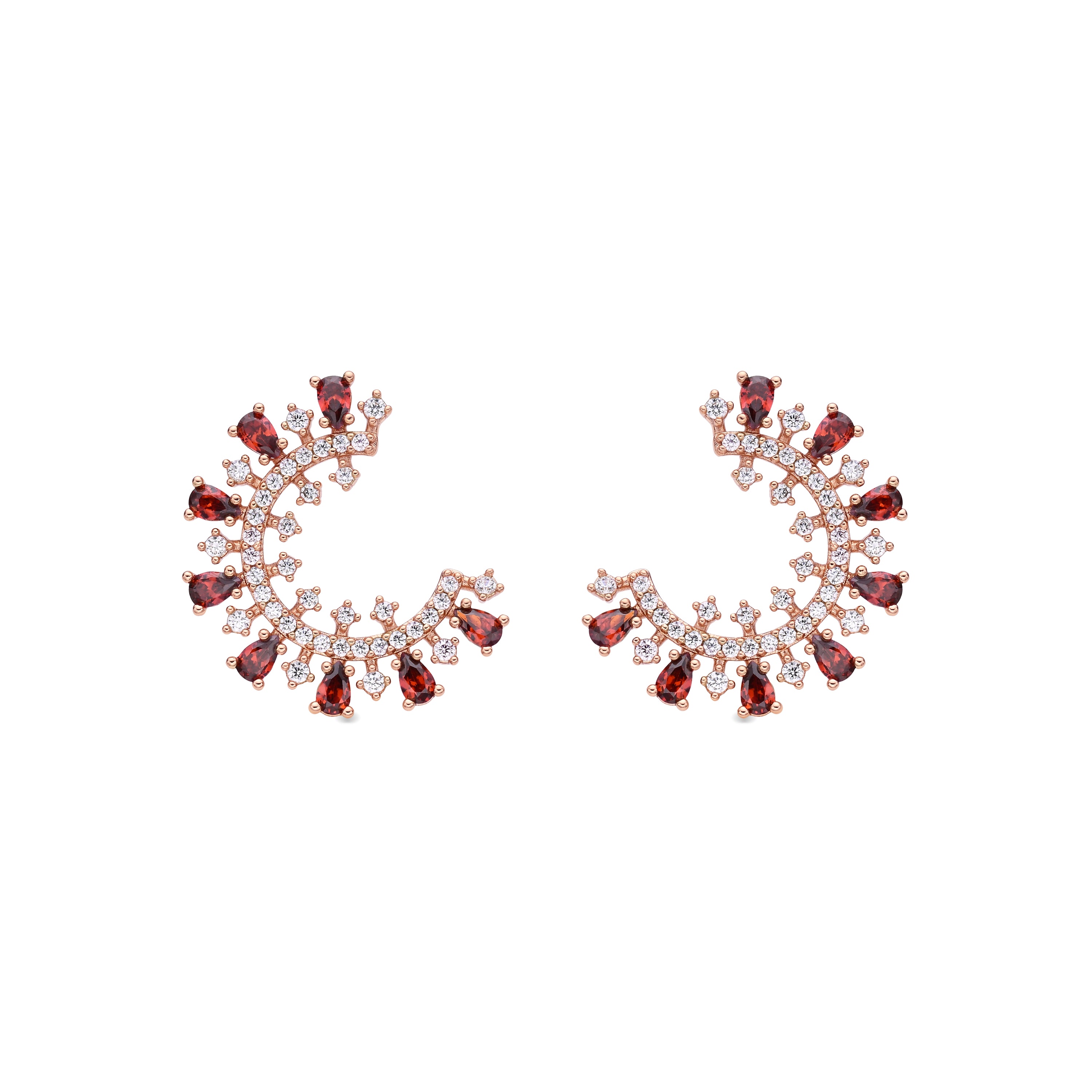 Ohrringe mit Feueropal-Zirkonia, 18 Karat rosévergoldet - Jungen