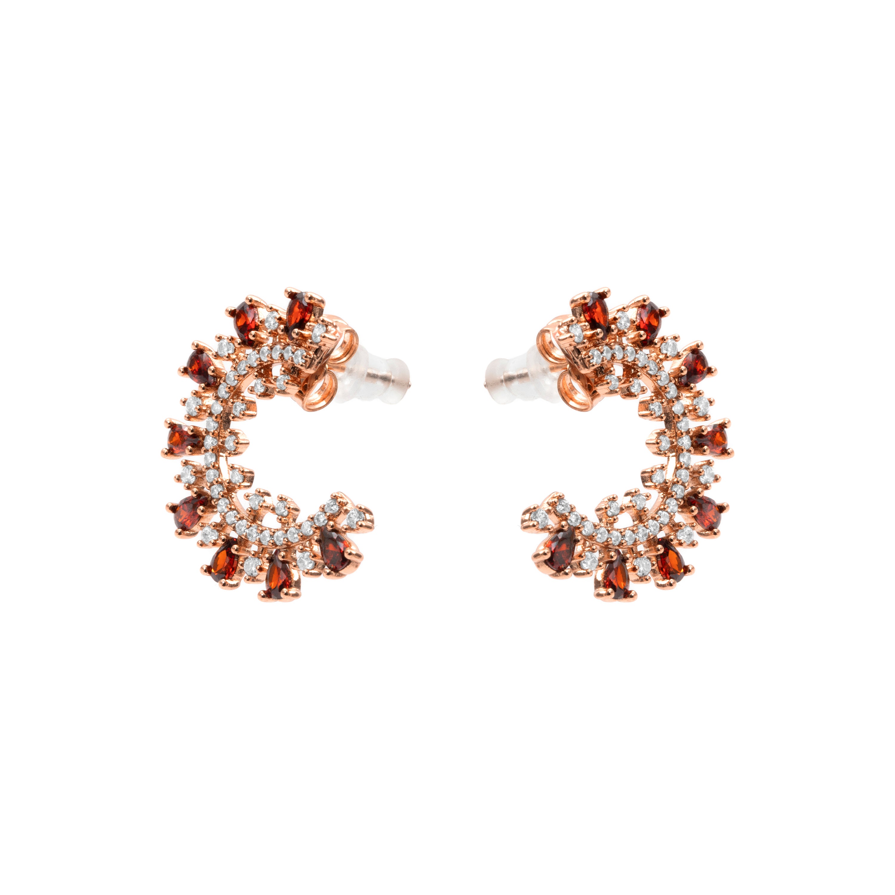 Boucles d'oreilles en oxyde de zirconium opale de feu finition or rose 18 carats - Garçons