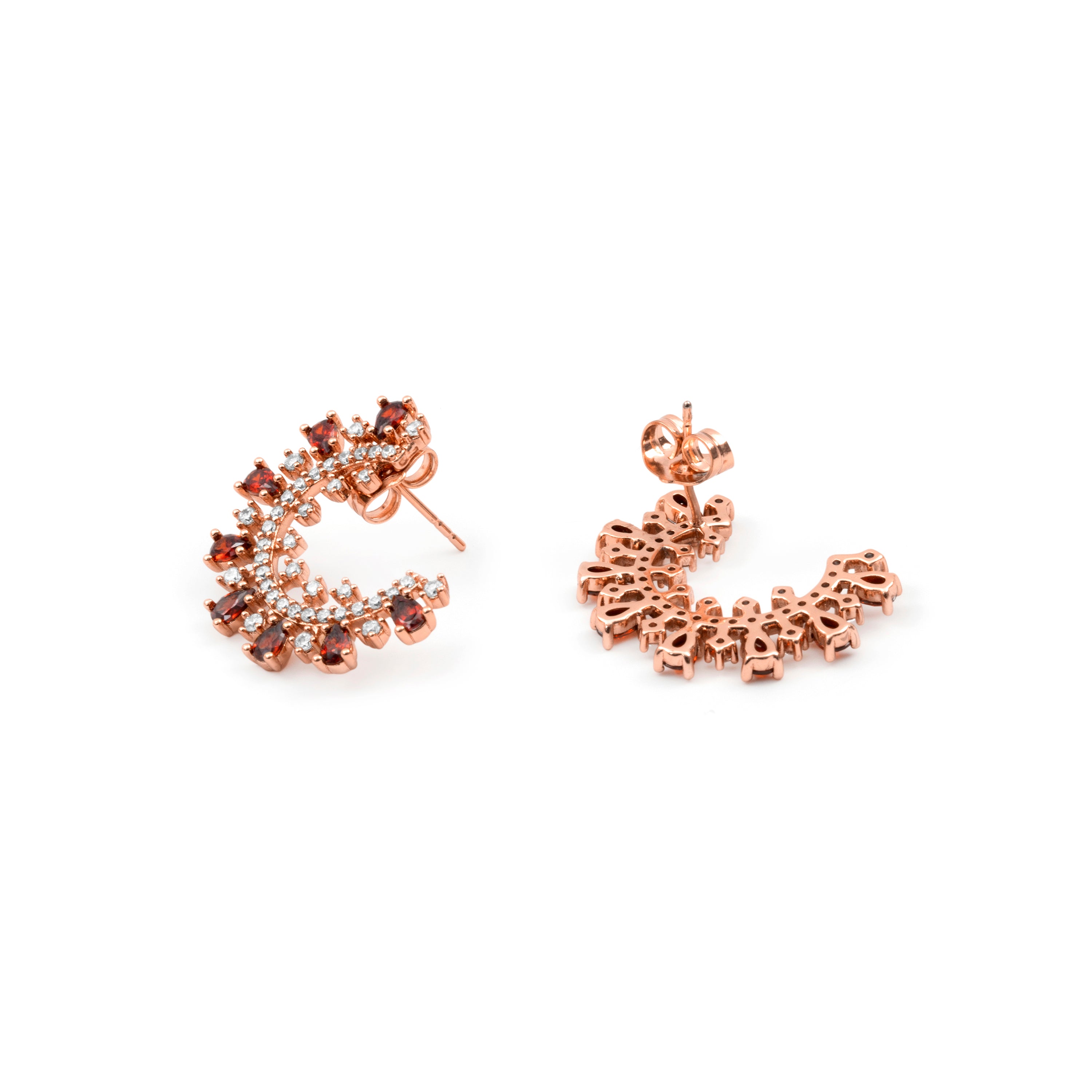Boucles d'oreilles en oxyde de zirconium opale de feu finition or rose 18 carats - Garçons