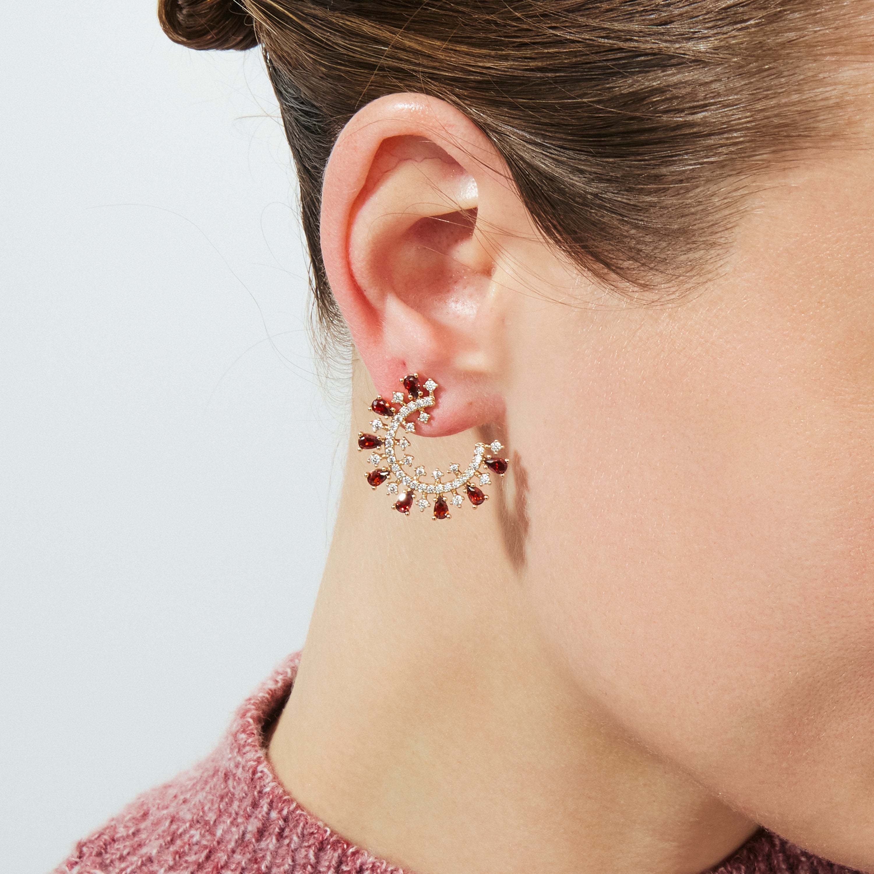 Boucles d'oreilles en oxyde de zirconium opale de feu finition or rose 18 carats - Garçons