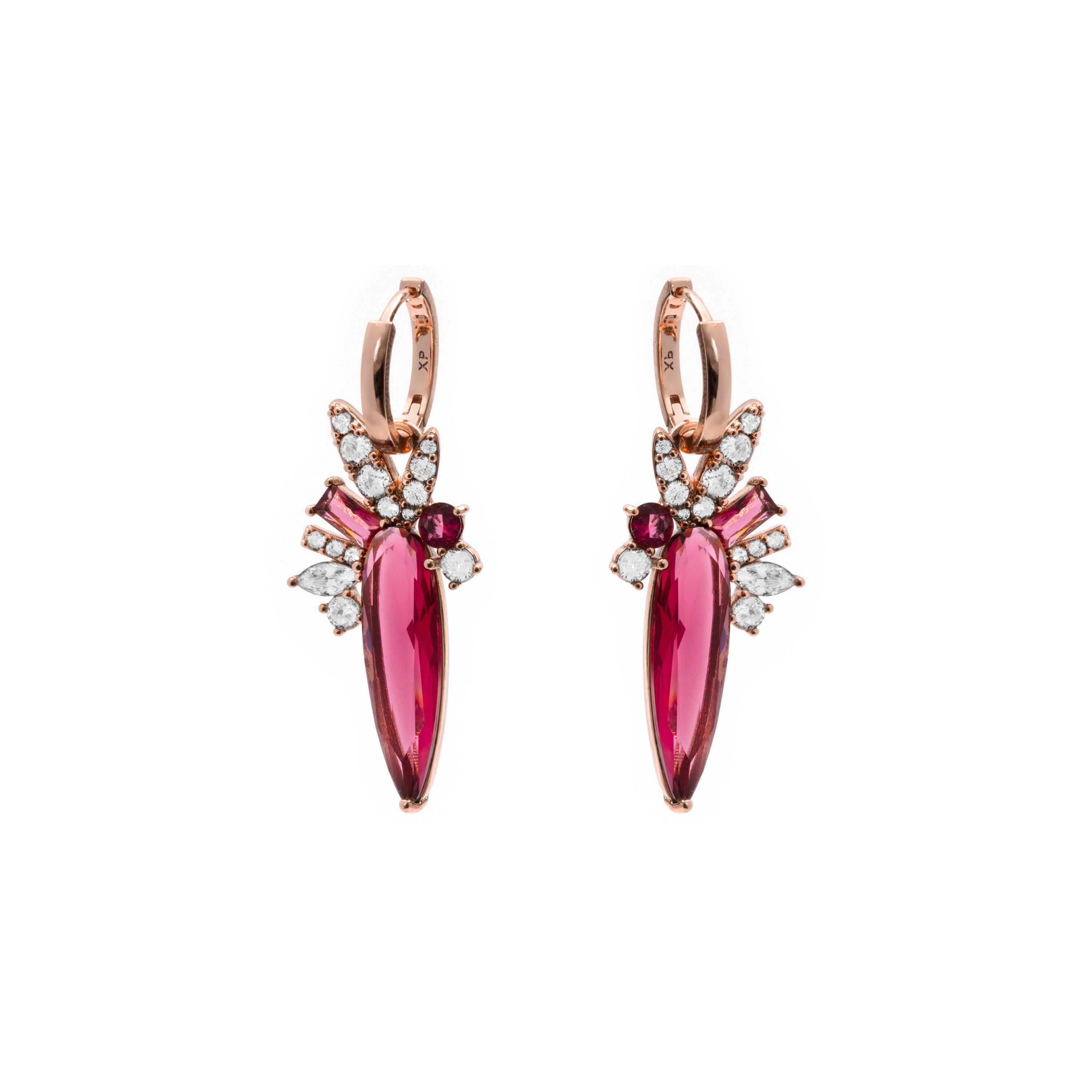 Pendientes de Cuarzo Hidrotermal Cereza acabado en oro rosa de 18k - Girls