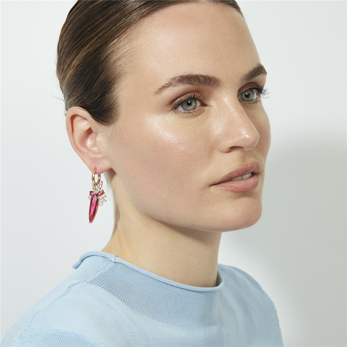 Pendientes de Cuarzo Hidrotermal Cereza acabado en oro rosa de 18k - Girls