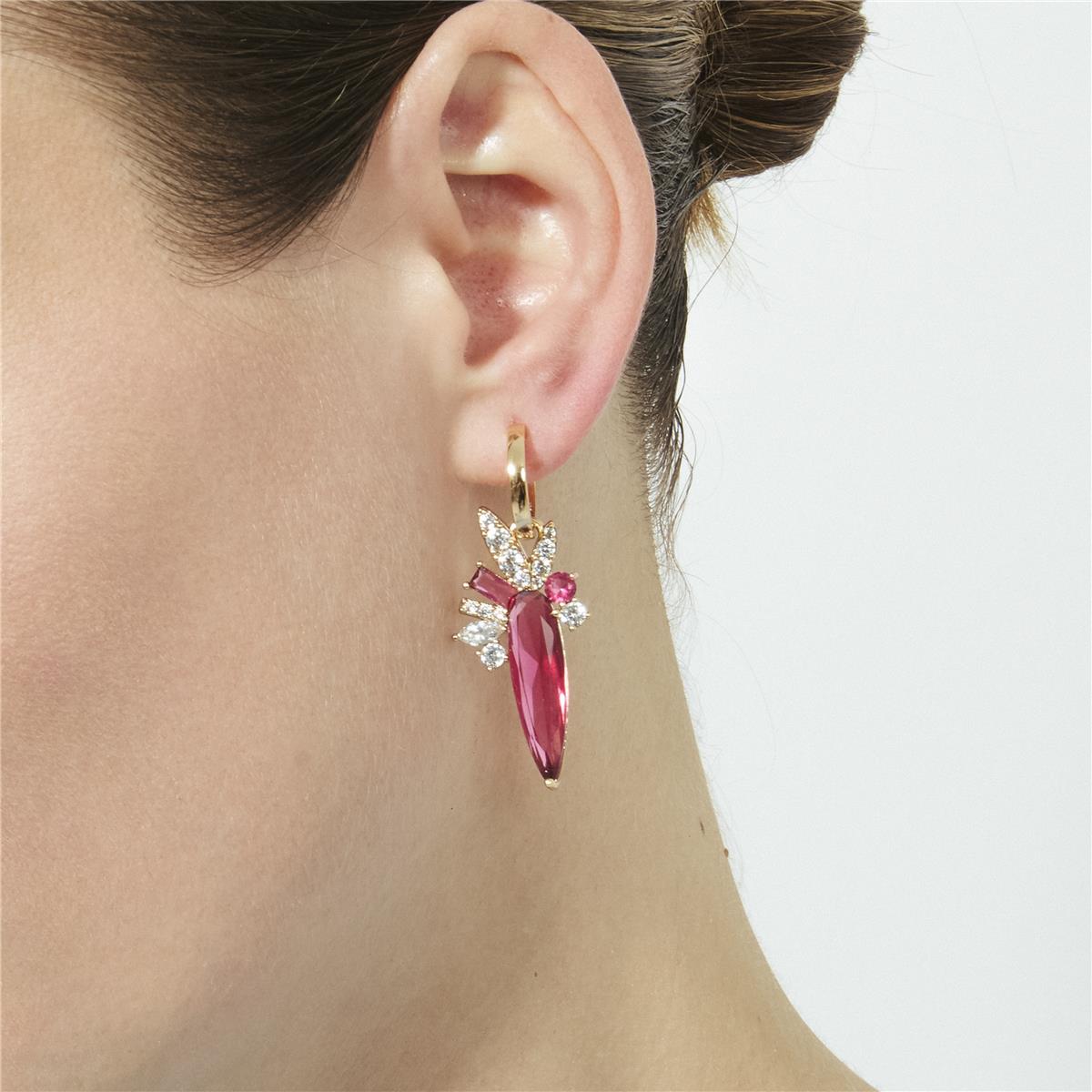 Boucles d'oreilles en quartz hydrothermal cerise finition or rose 18 carats - Filles