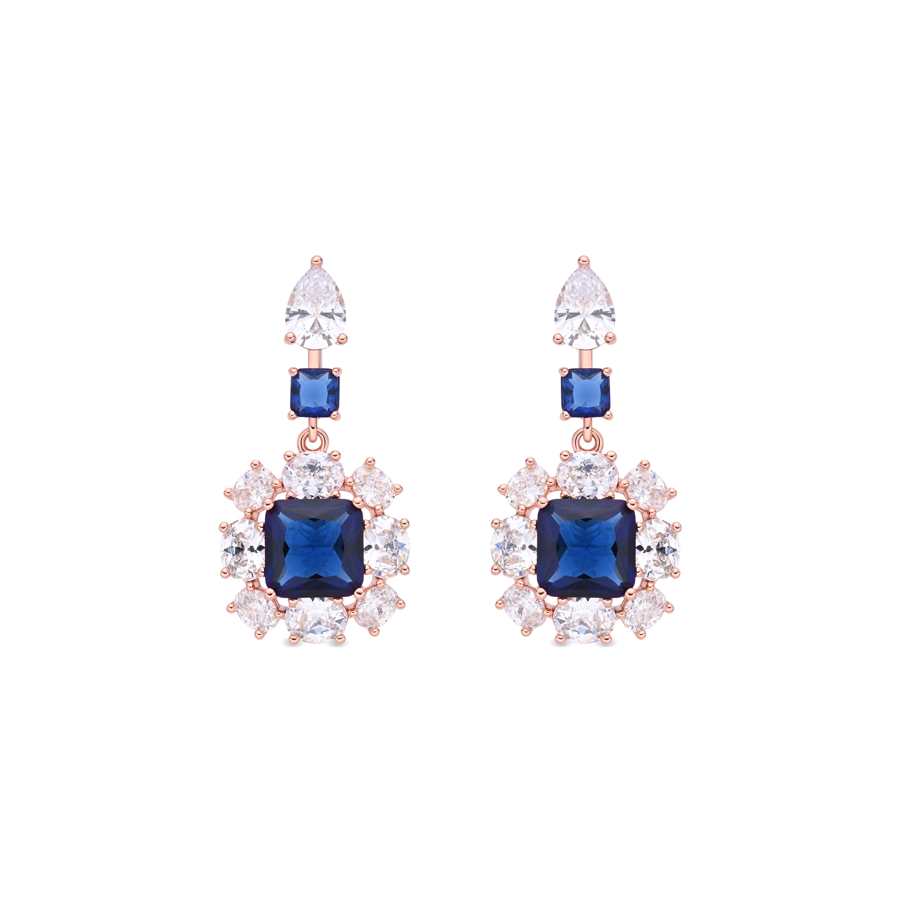 Pendientes de Circonita Zafiro acabado en oro rosa de 18k - Iwo