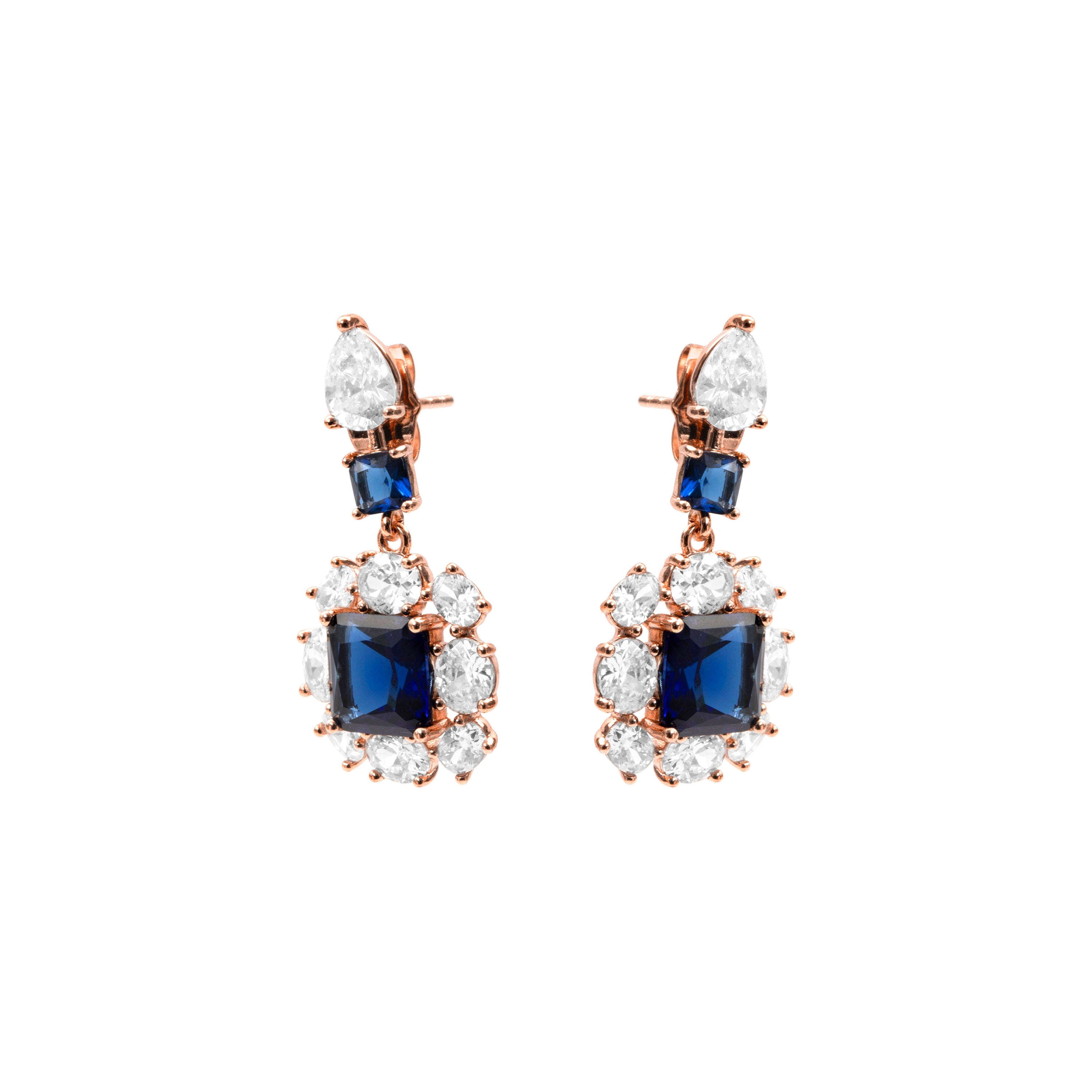 Pendientes de Circonita Zafiro acabado en oro rosa de 18k - Iwo