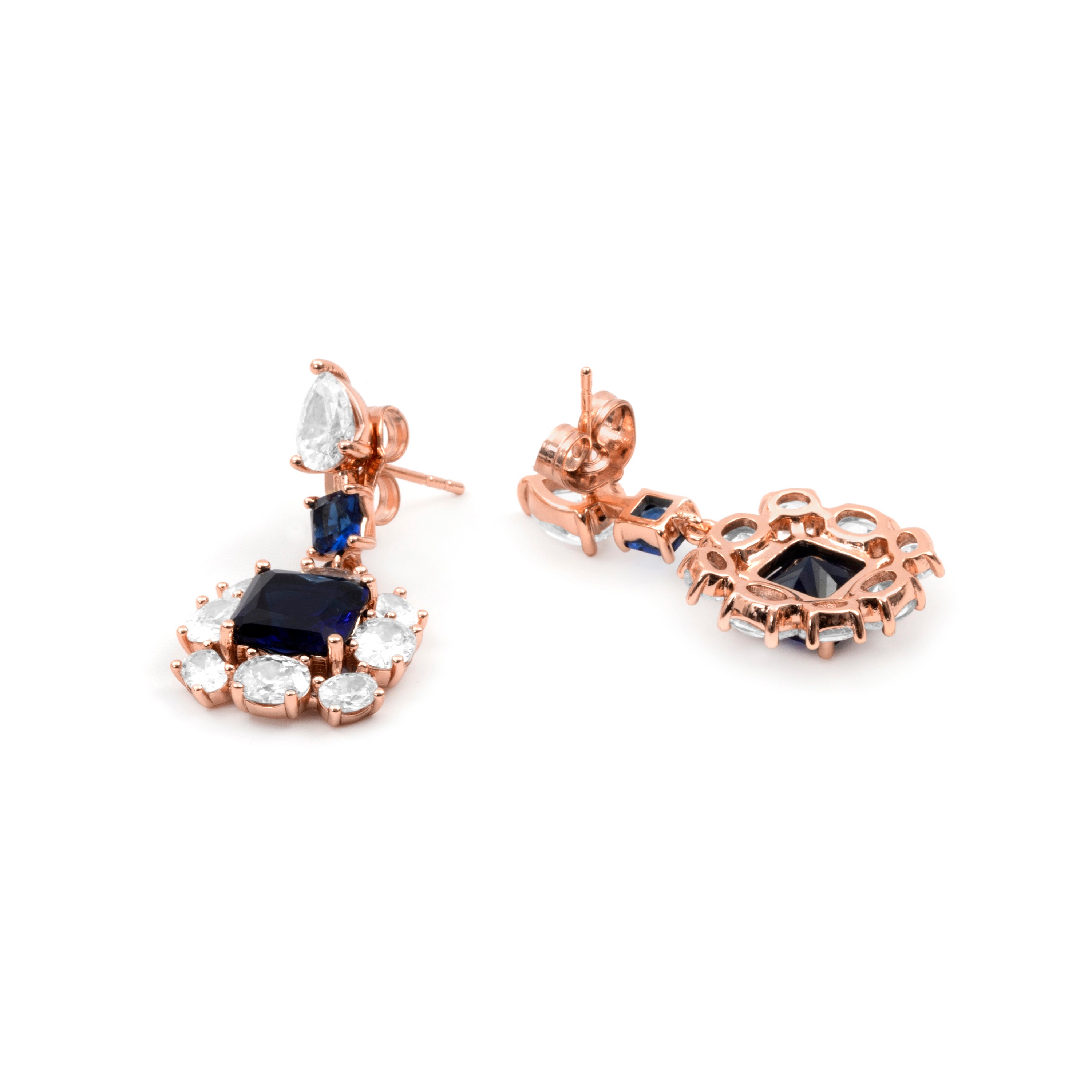 Pendientes de Circonita Zafiro acabado en oro rosa de 18k - Iwo