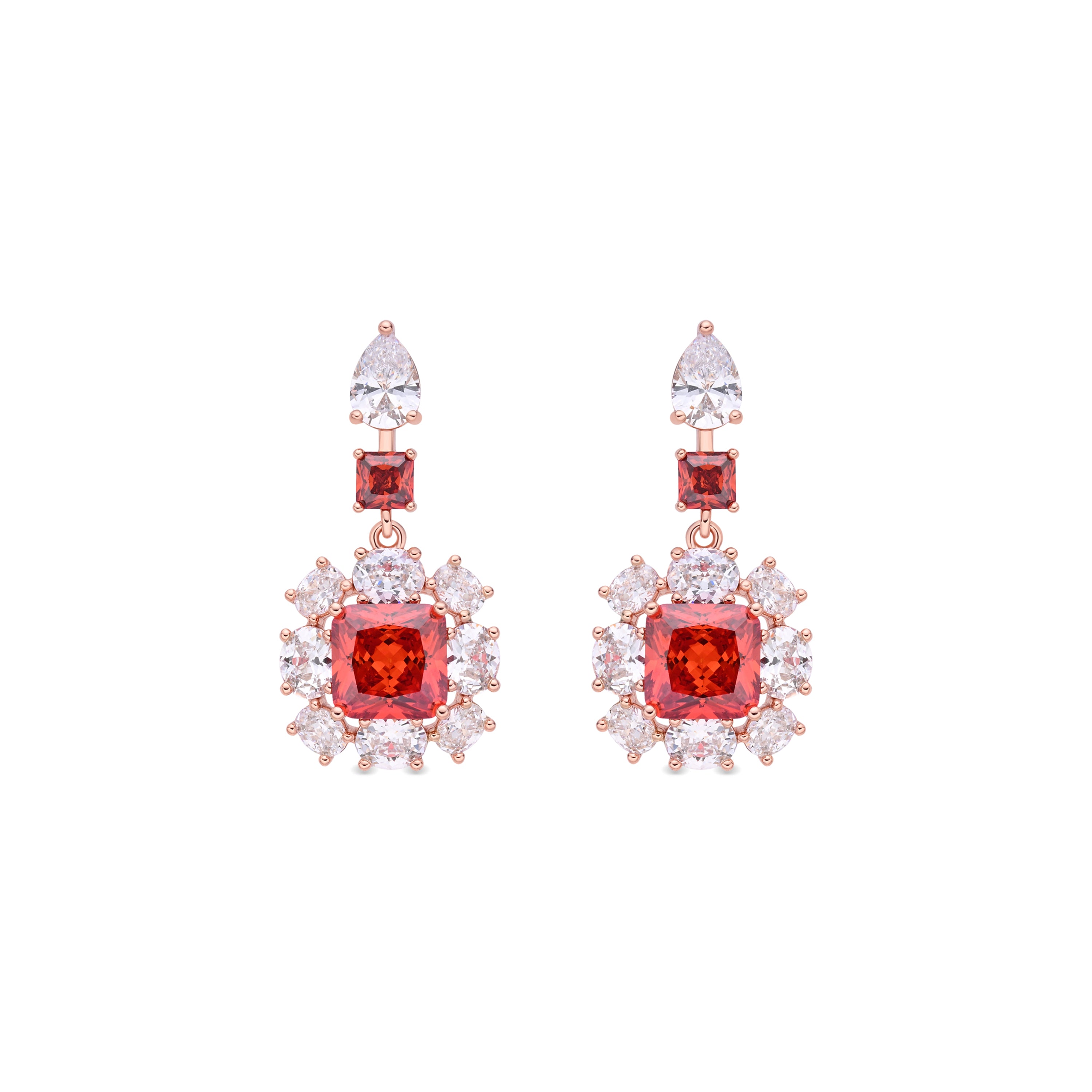 Rubin-Zirkonia-Ohrringe mit 18 Karat Roségold-Finish - Iwo