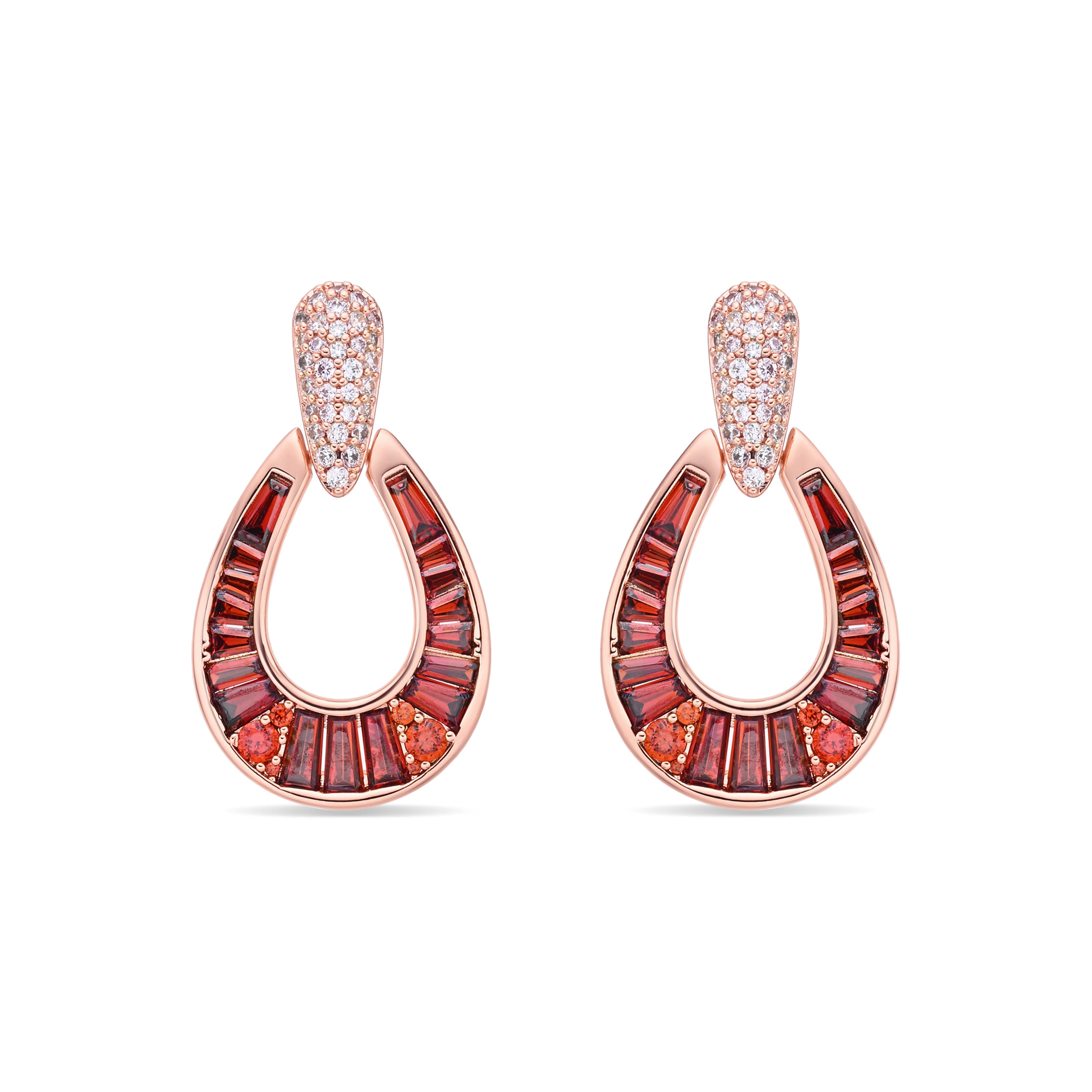 18k Rose Gold Finished Fire Opal Zircon Earrings - Beavil