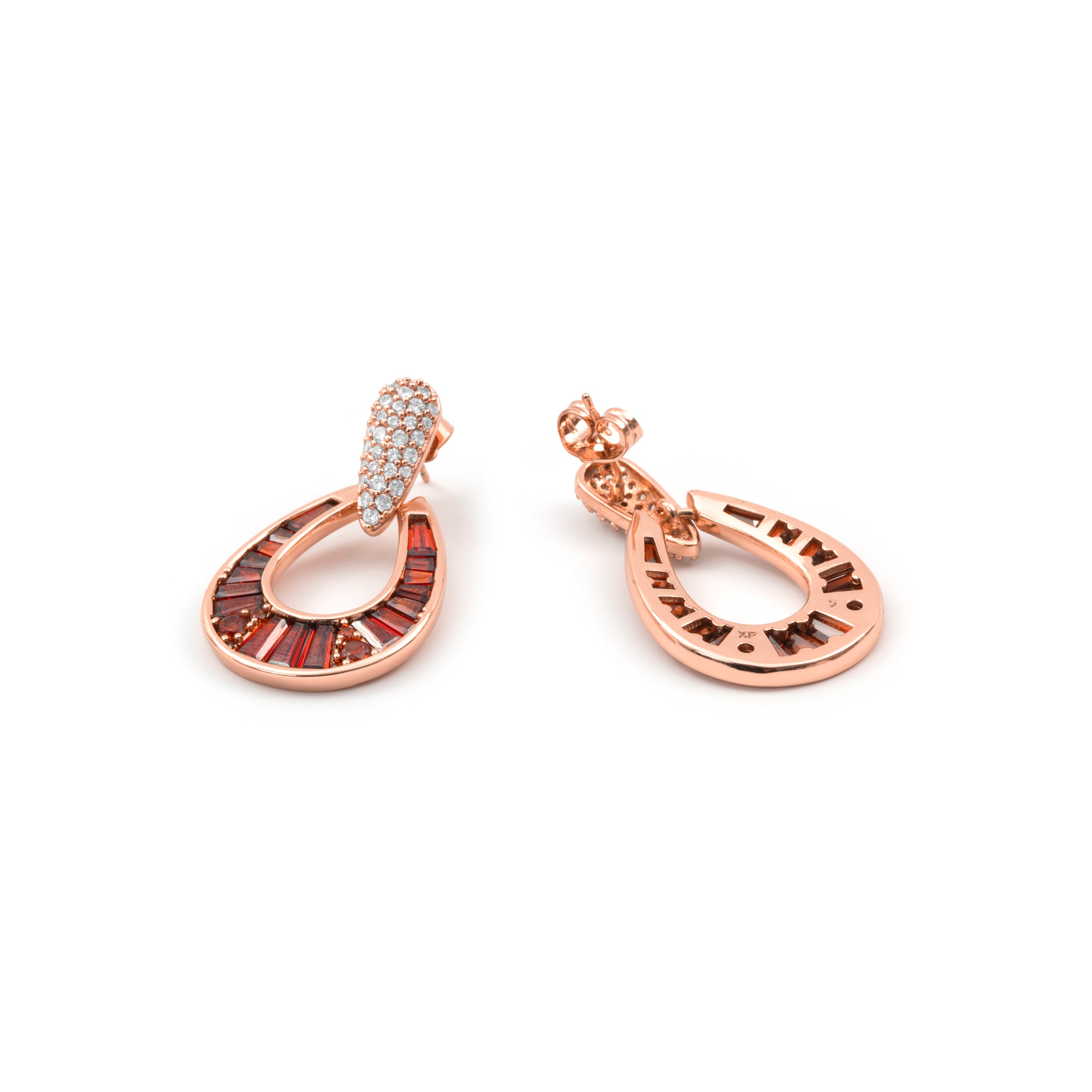 18k Rose Gold Finished Fire Opal Zircon Earrings - Beavil