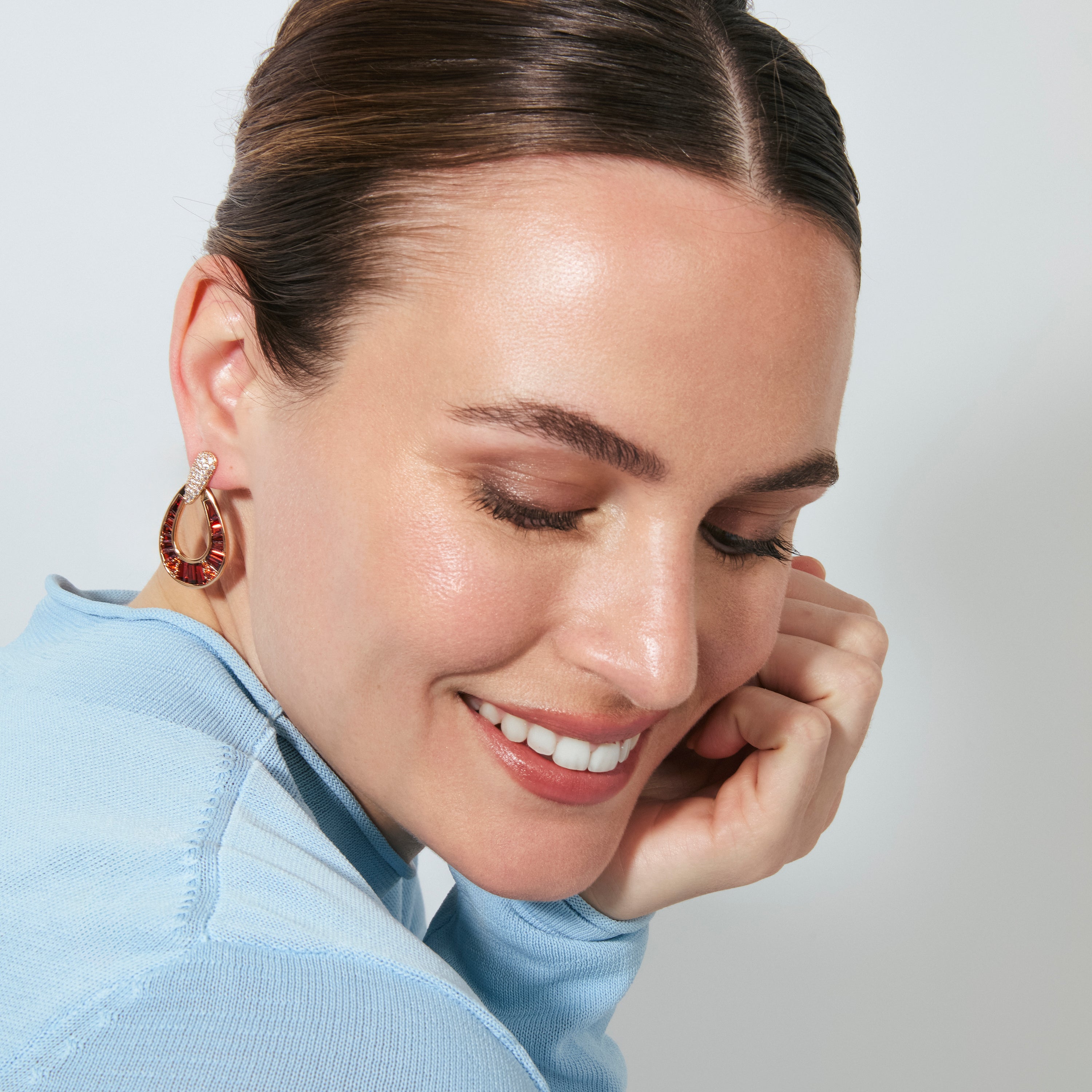 18k Rose Gold Finished Fire Opal Zircon Earrings - Beavil