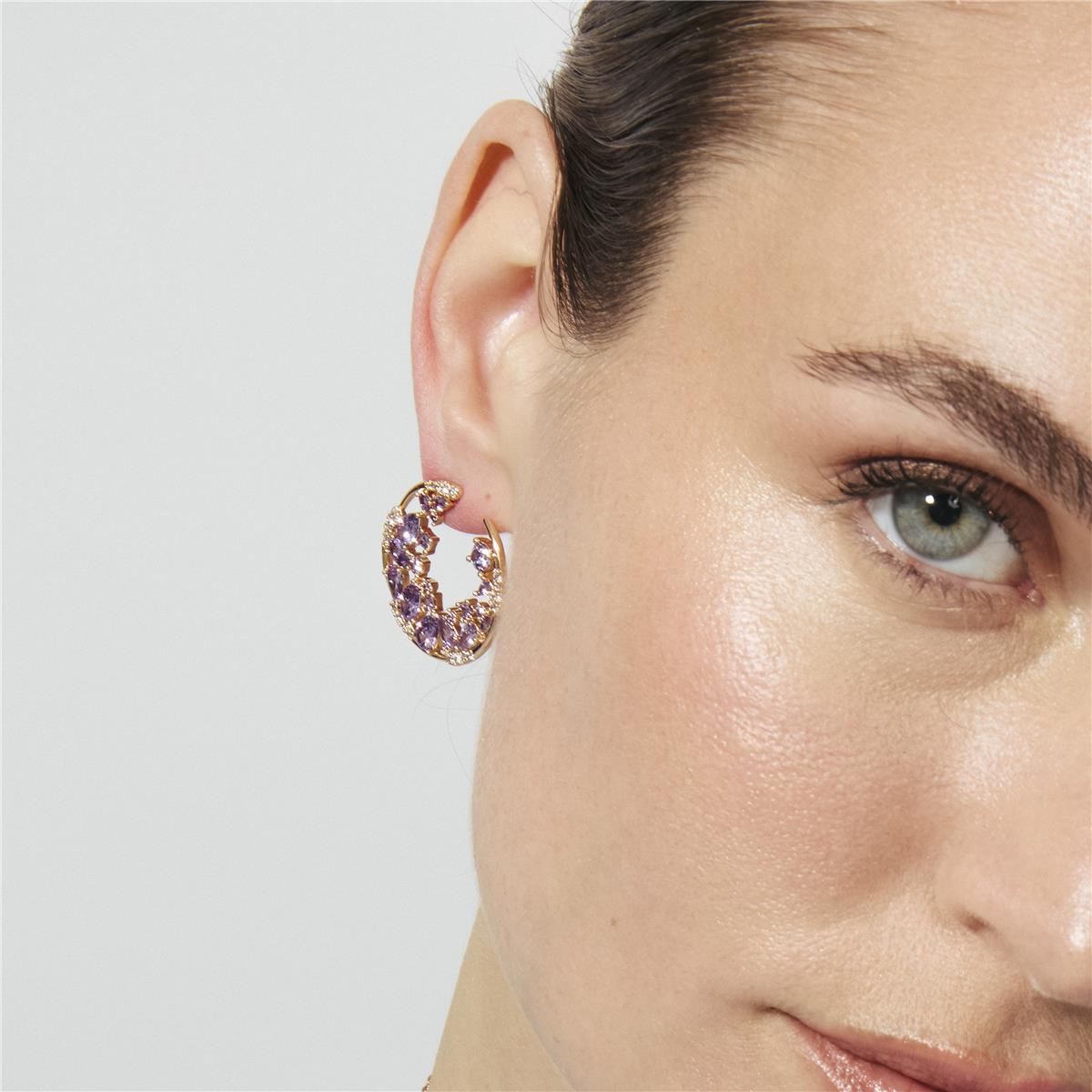 Orecchini con zircone ametista finitura in oro rosa 18k - Sabach