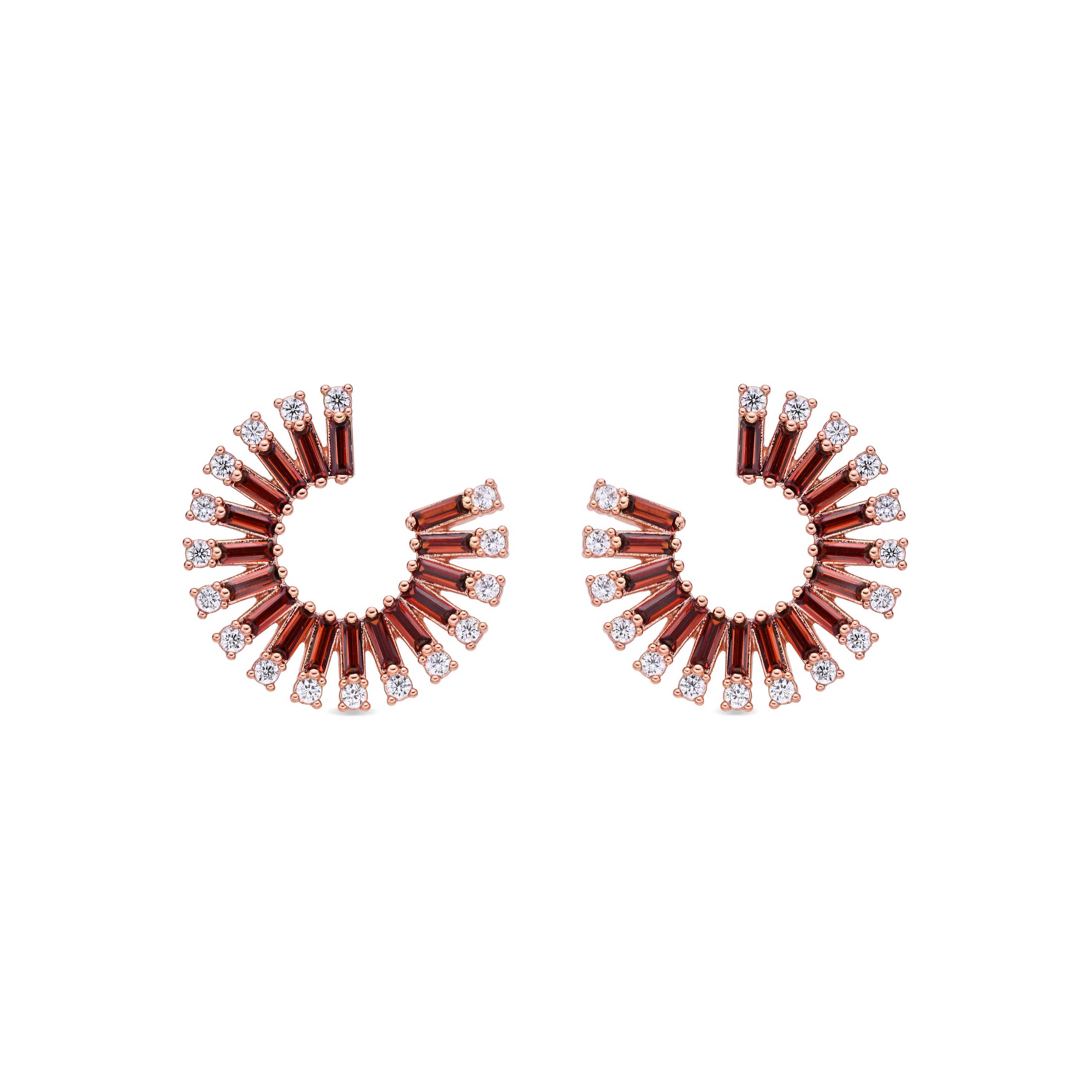 18k Rose Gold Finished Fire Opal Zircon Earrings - Umres