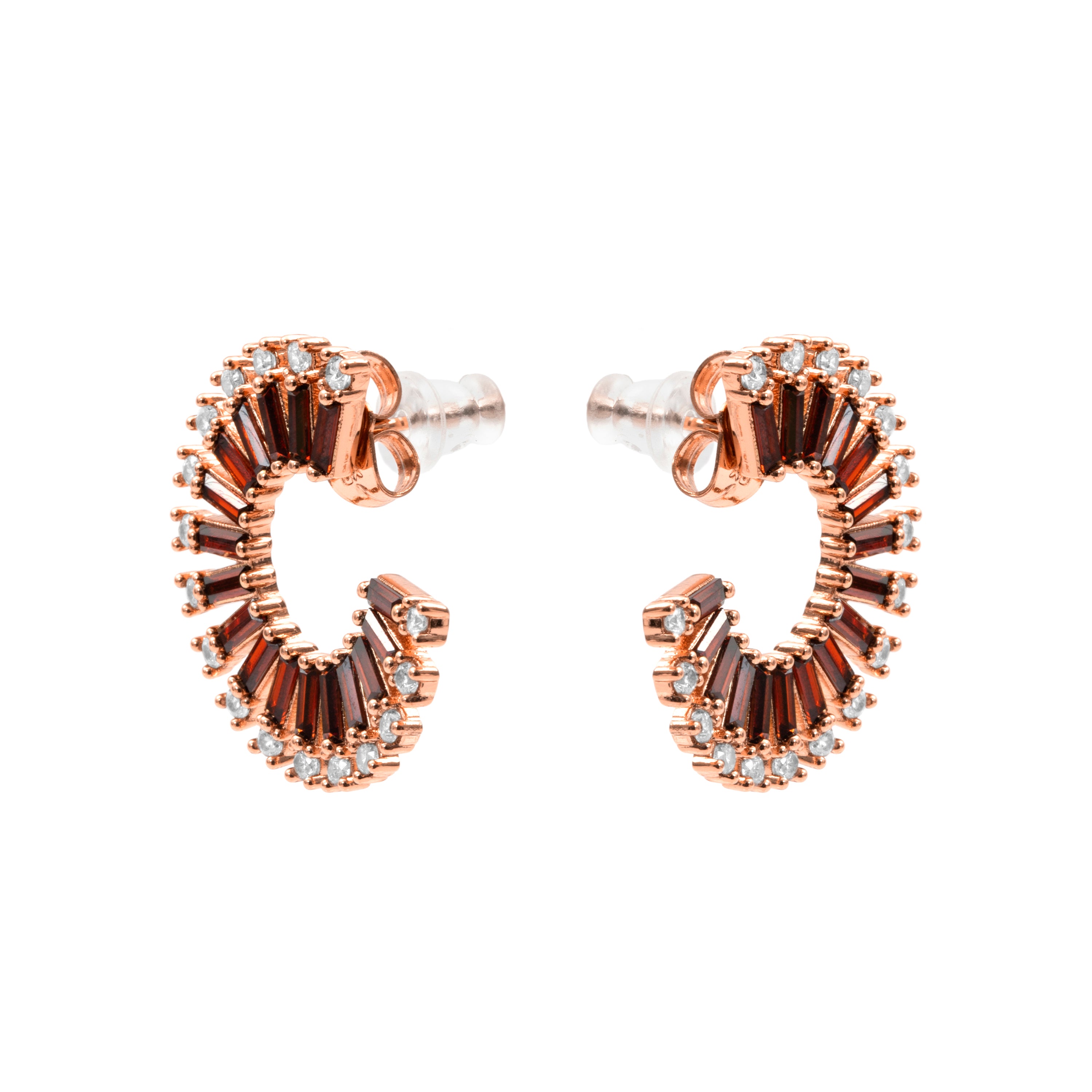 18k Rose Gold Finished Fire Opal Zircon Earrings - Umres