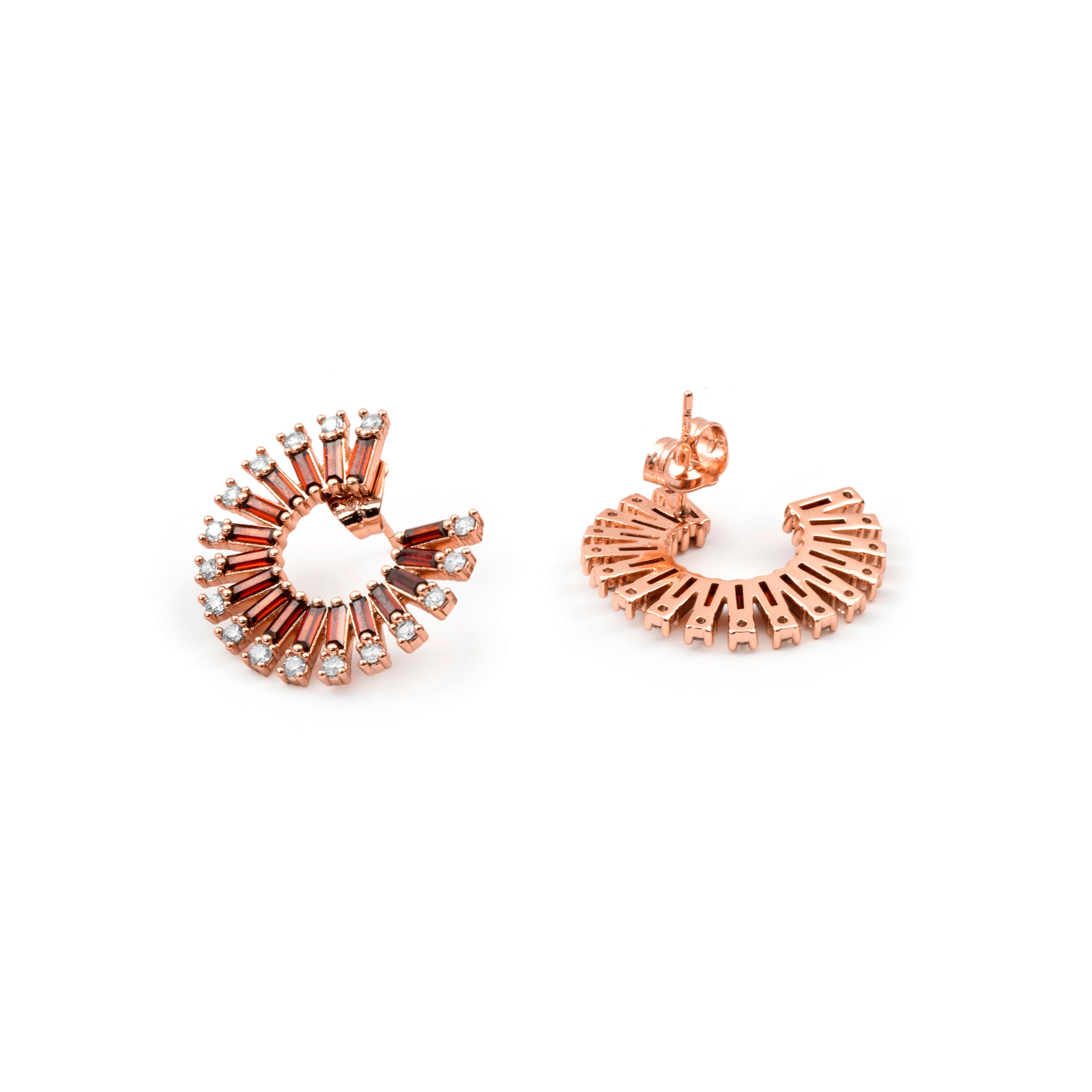 18k Rose Gold Finished Fire Opal Zircon Earrings - Umres